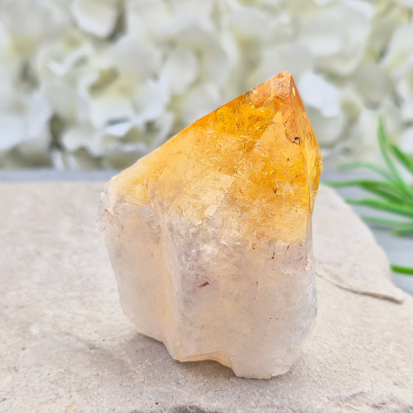 Citrine Crystal Standing Point. A stone to attract joy, success and abundance. Used to motivate, give confidence and feel more positive about yourself. 
