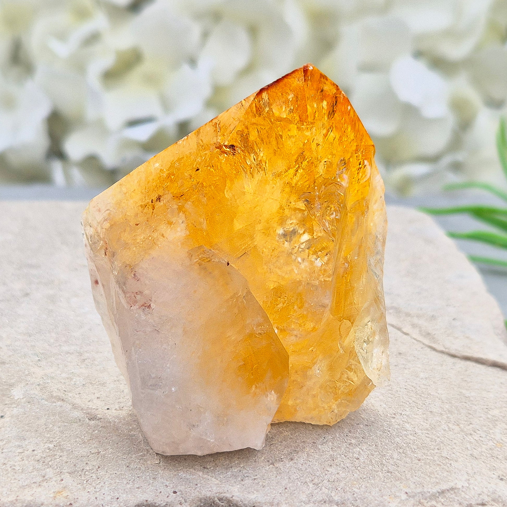 Citrine Crystal Standing Point. A stone to attract joy, success and abundance. Used to motivate, give confidence and feel more positive about yourself. 