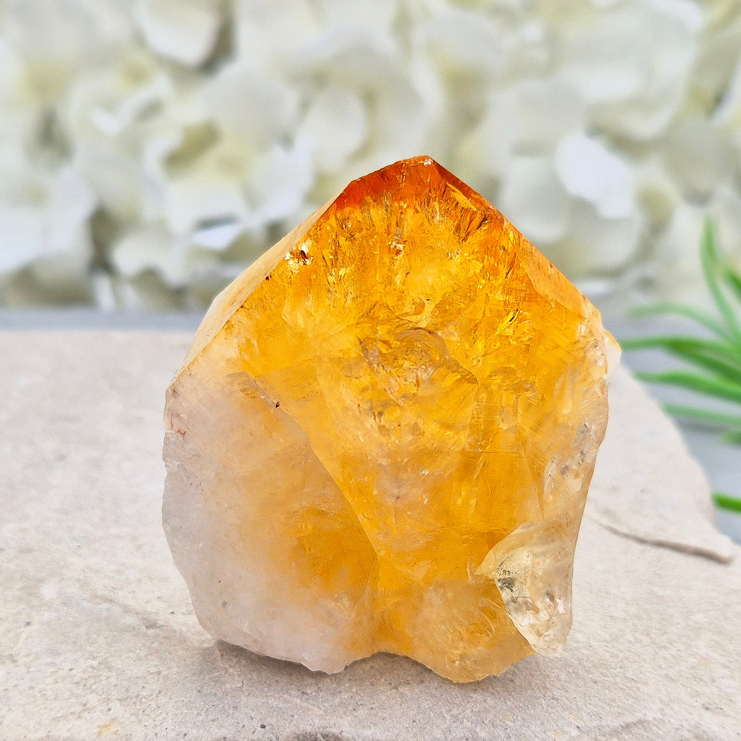 Citrine Crystal Standing Point. A stone to attract joy, success and abundance. Used to motivate, give confidence and feel more positive about yourself. 