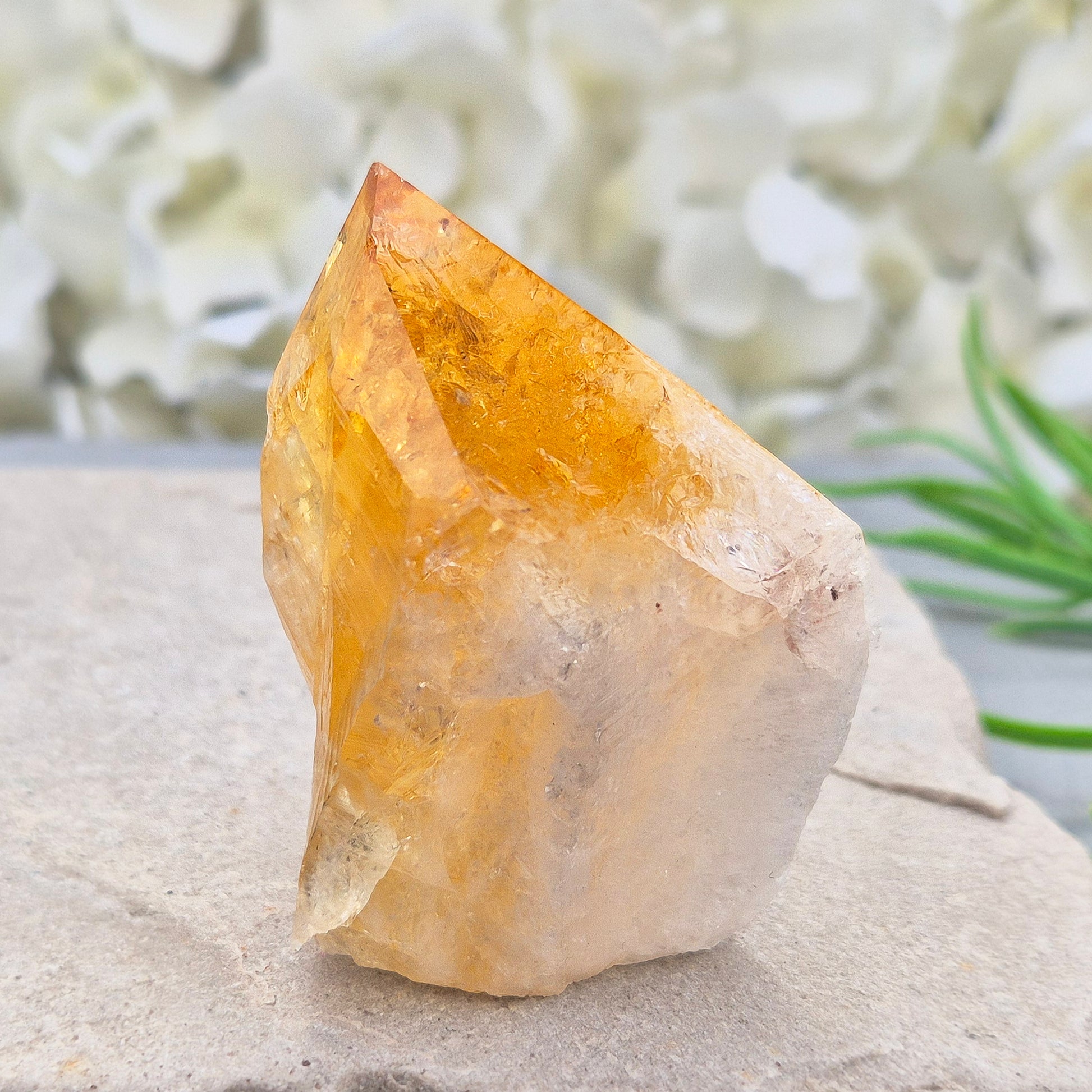 Citrine Crystal Standing Point. A stone to attract joy, success and abundance. Used to motivate, give confidence and feel more positive about yourself. 