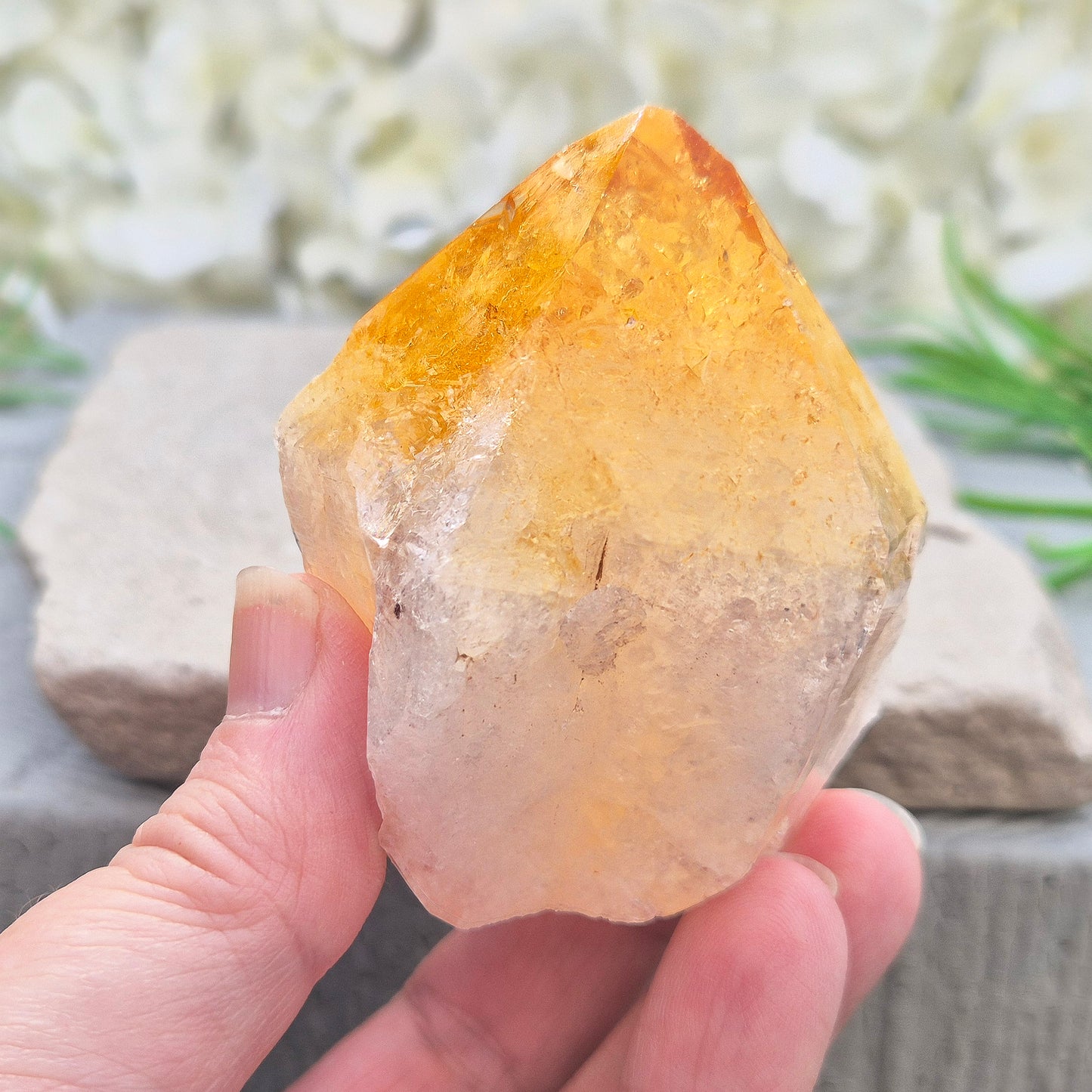 Citrine Crystal Point, Polished Tip, Natural Sides, Cut Base