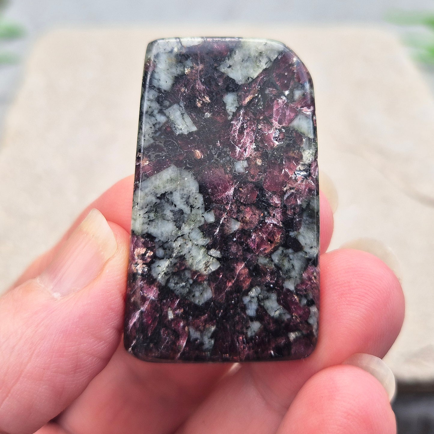Eudialyte Crystal, Grade A Polished Gemstone