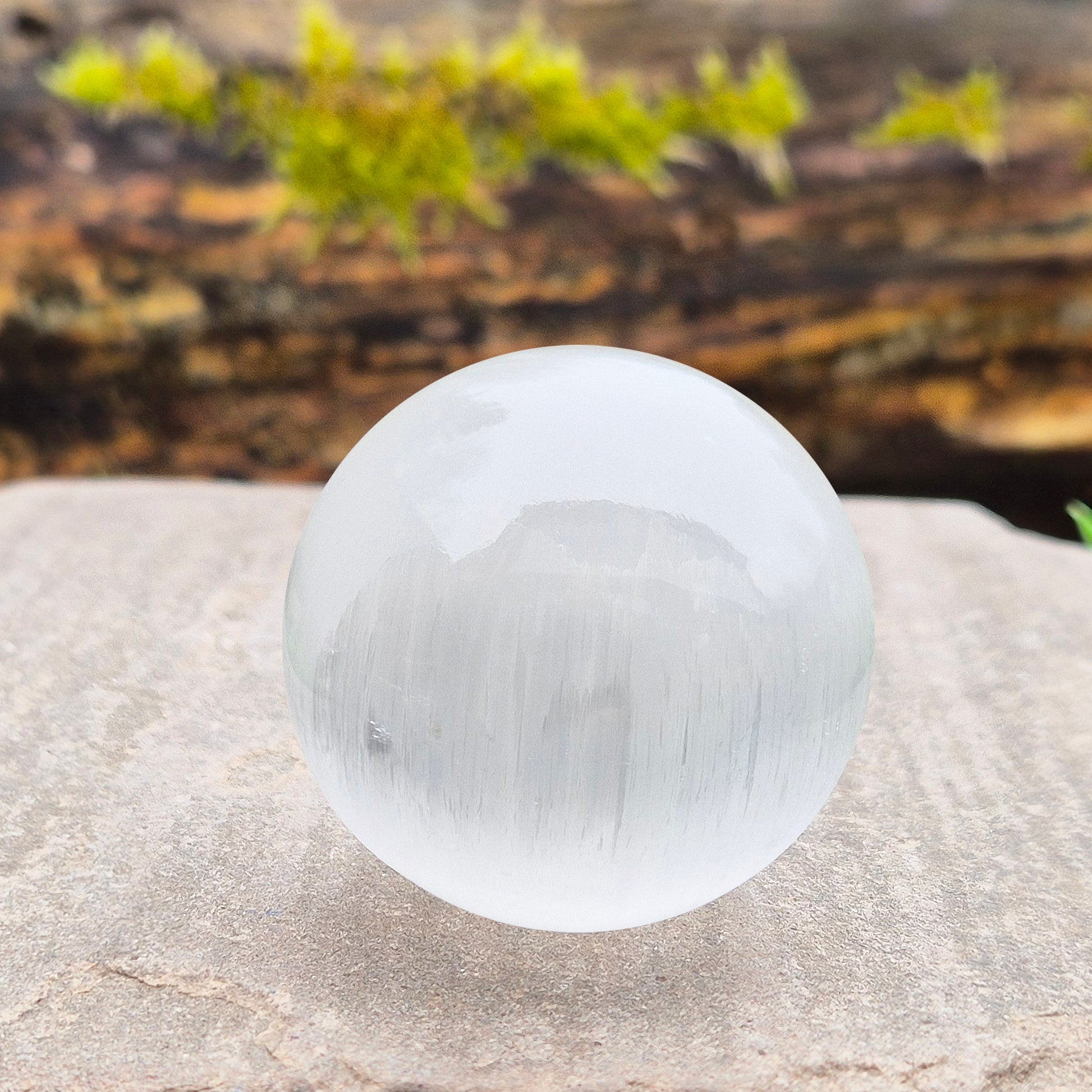 Selenite crystal sphere that brings soft, cleansing energy and a calm atmosphere. Ideal for clearing spaces, uplifting energy and gentle display.