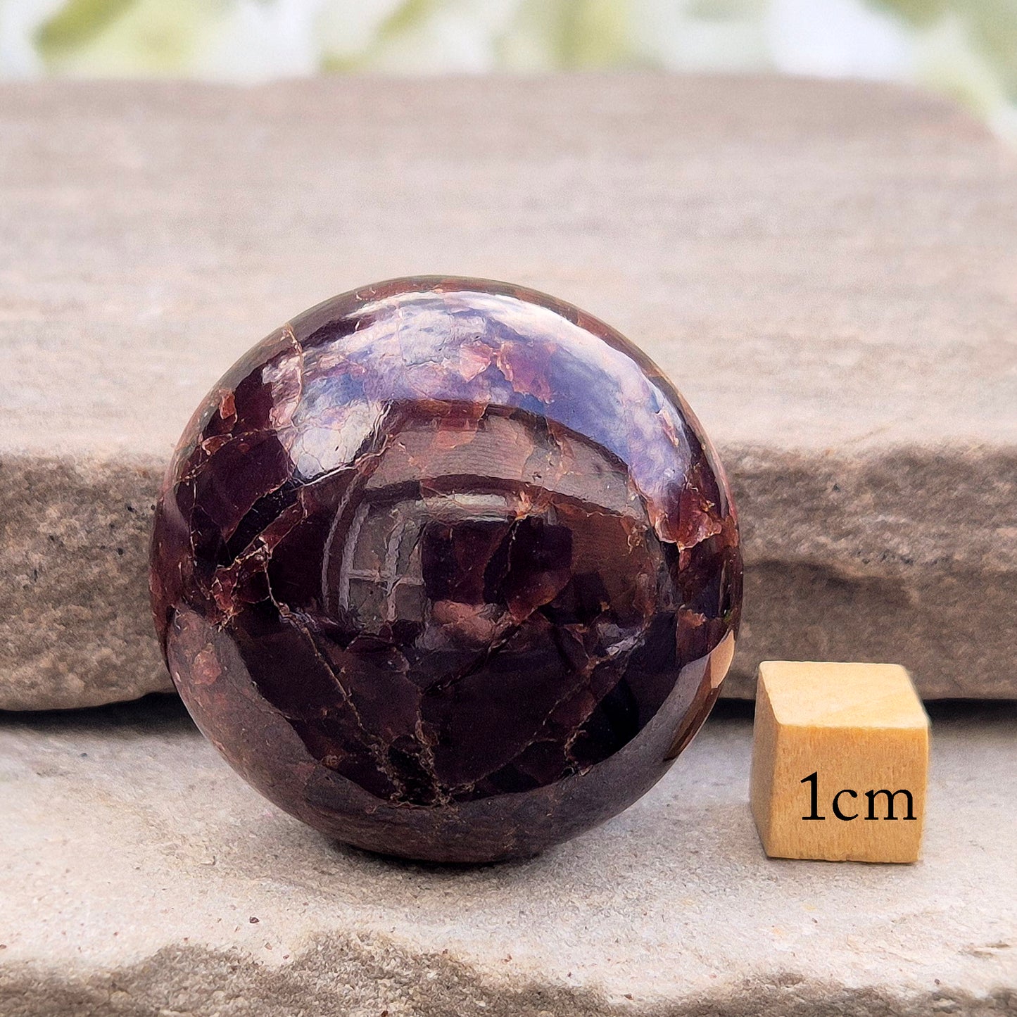 Natural Almandine-Pyrope Star Garnet palm stone. Sparkling, rare, and ideal for meditation, energy work, or display.
