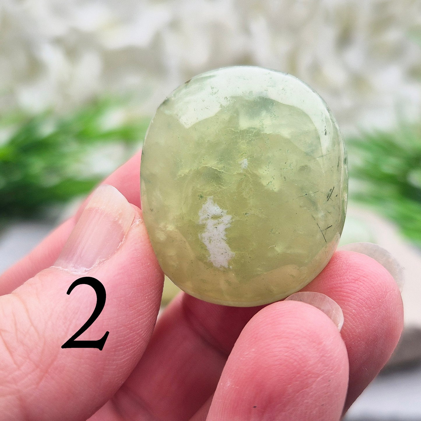 Light Green Prehnite XL Tumblestone – Mali