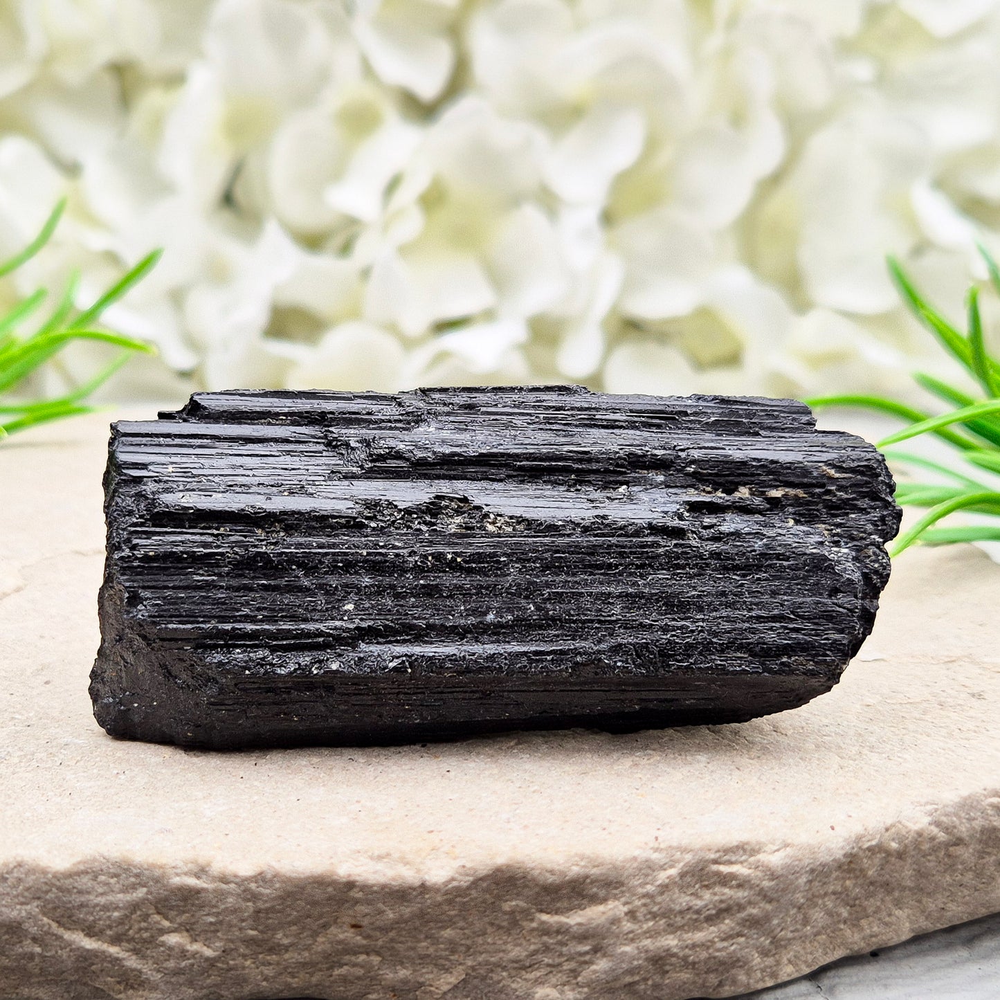 Natural Black Tourmaline crystal. Strong protective crystal that helps you feel safe, calm, clear-minded, and emotionally strong.