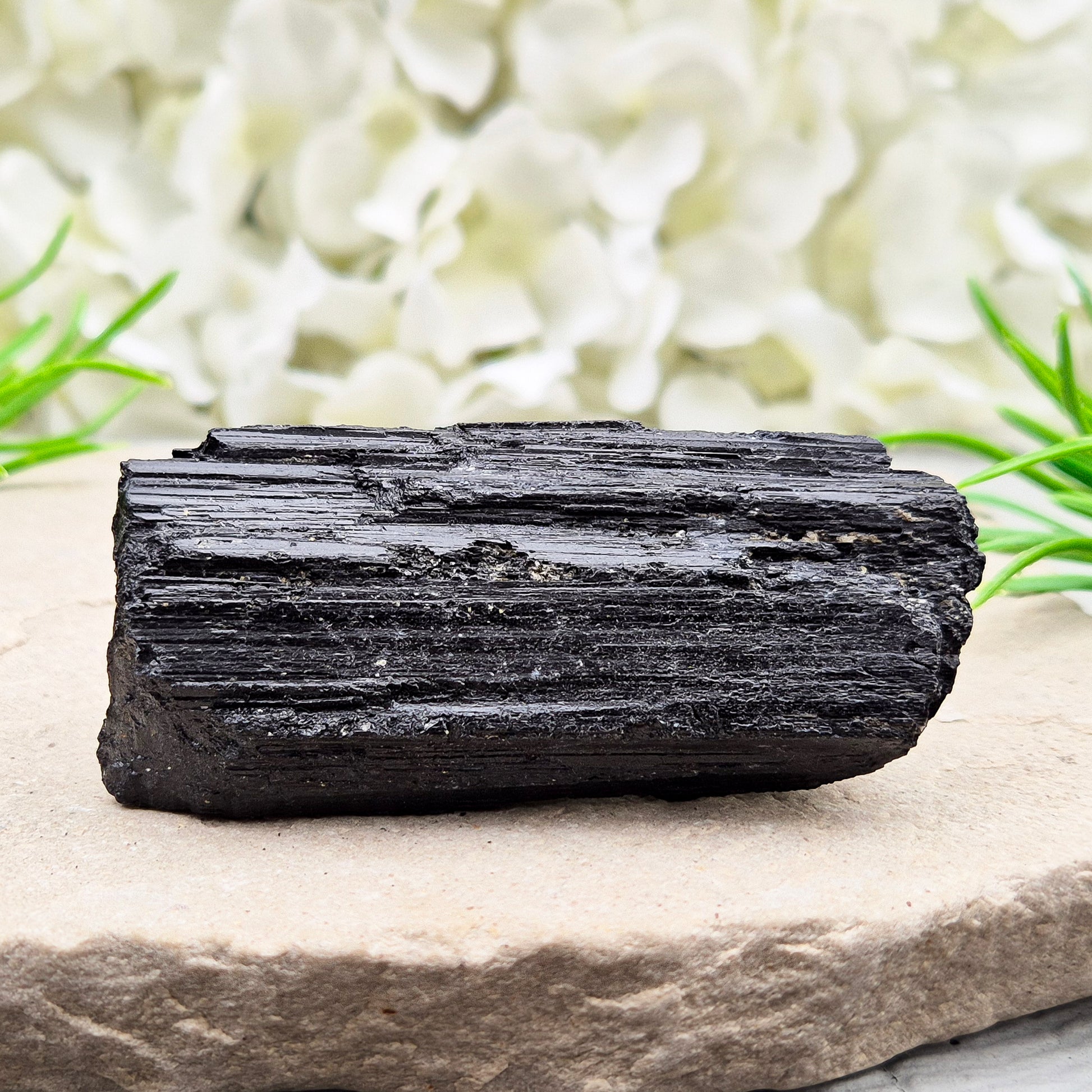 Natural Black Tourmaline crystal. Strong protective crystal that helps you feel safe, calm, clear-minded, and emotionally strong.