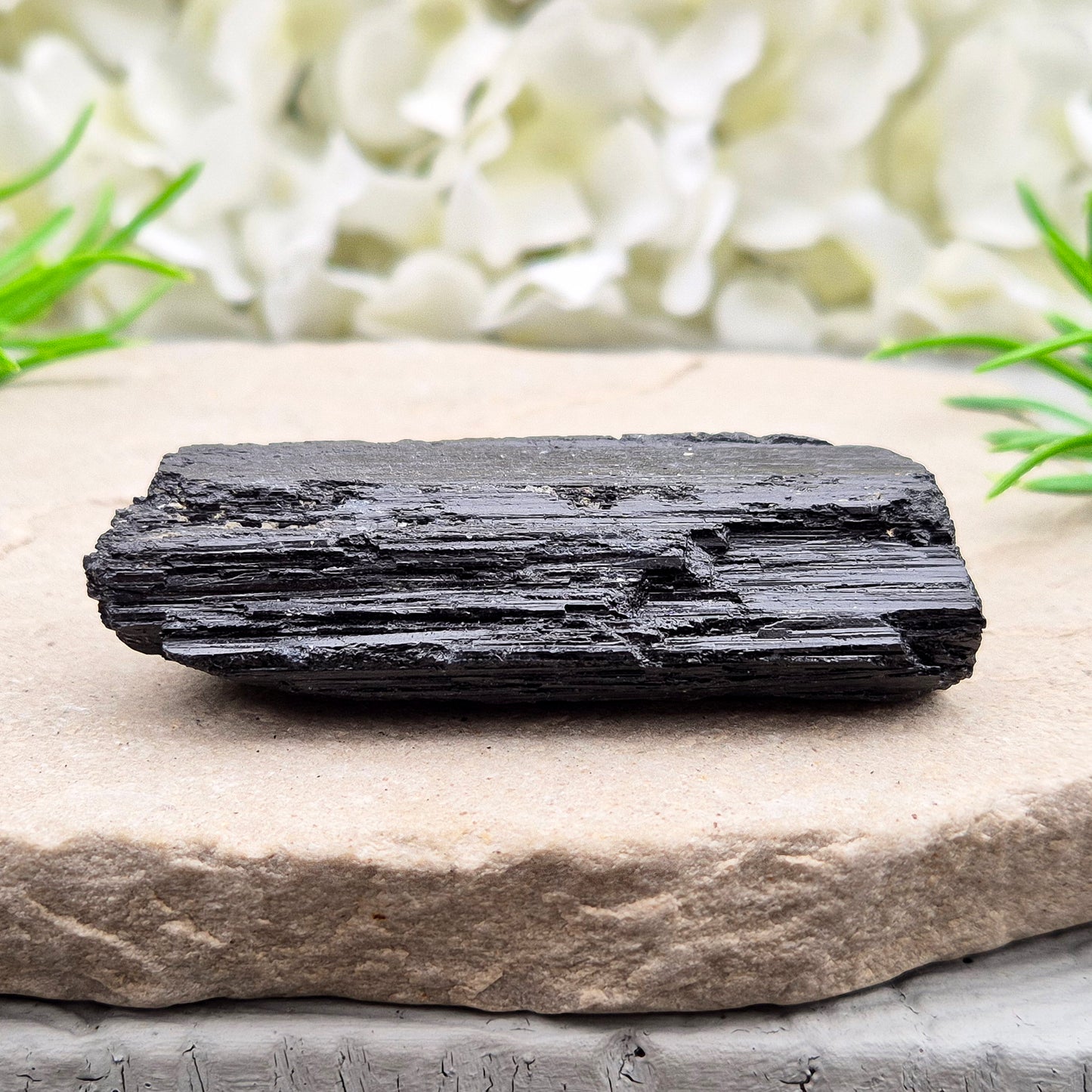 Natural Black Tourmaline crystal. Strong protective crystal that helps you feel safe, calm, clear-minded, and emotionally strong. 