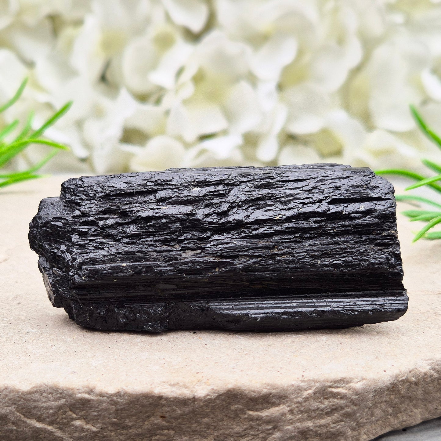 Natural Black Tourmaline crystal. Strong protective crystal that helps you feel safe, calm, clear-minded, and emotionally strong. 