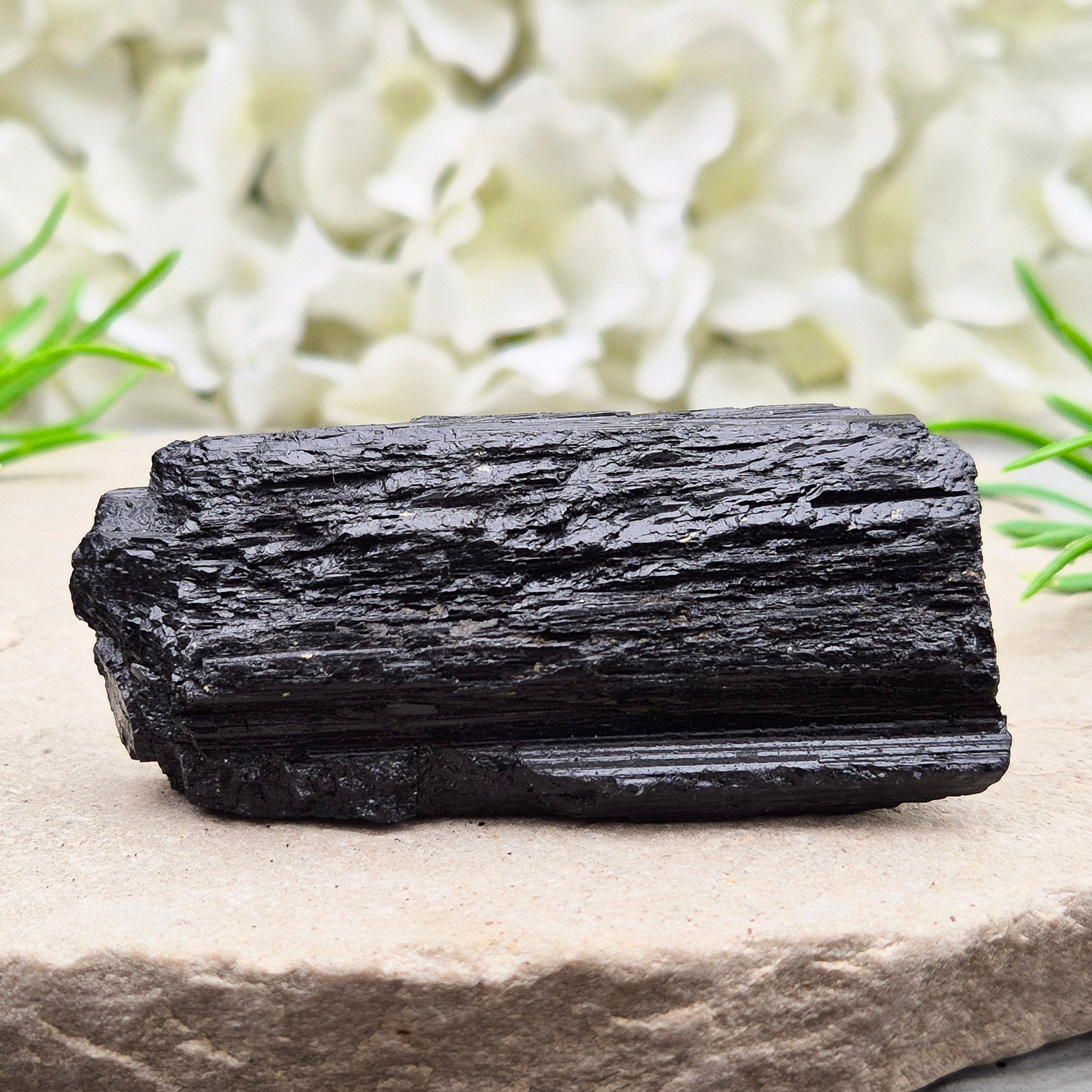 Natural Black Tourmaline crystal. Strong protective crystal that helps you feel safe, calm, clear-minded, and emotionally strong. 