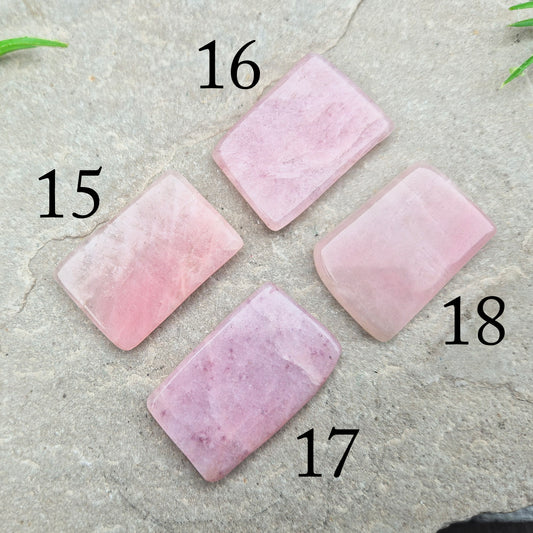 Pink Petalite polished slice with soft pale pink tones. Ideal for jewellery making, crystal grids, or carrying as a small calming stone.
