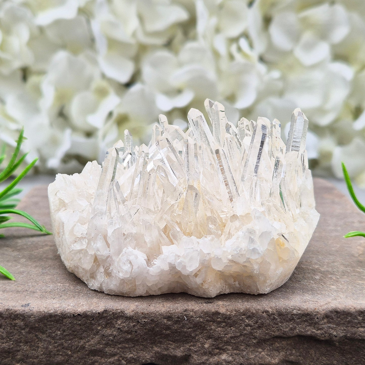 AA Himalayan Quartz Cluster from India. High-altitude, hand-mined crystal for grounding, focus, energy balance and amplifying other stones.
