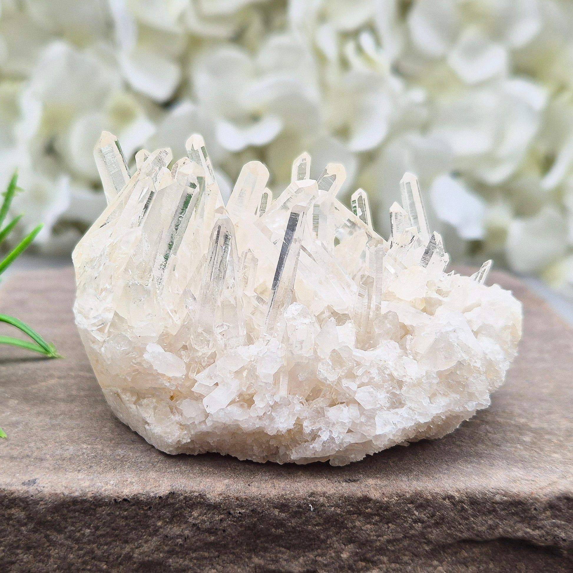 AA Himalayan Quartz Cluster from India. High-altitude, hand-mined crystal for grounding, focus, energy balance and amplifying other stones.