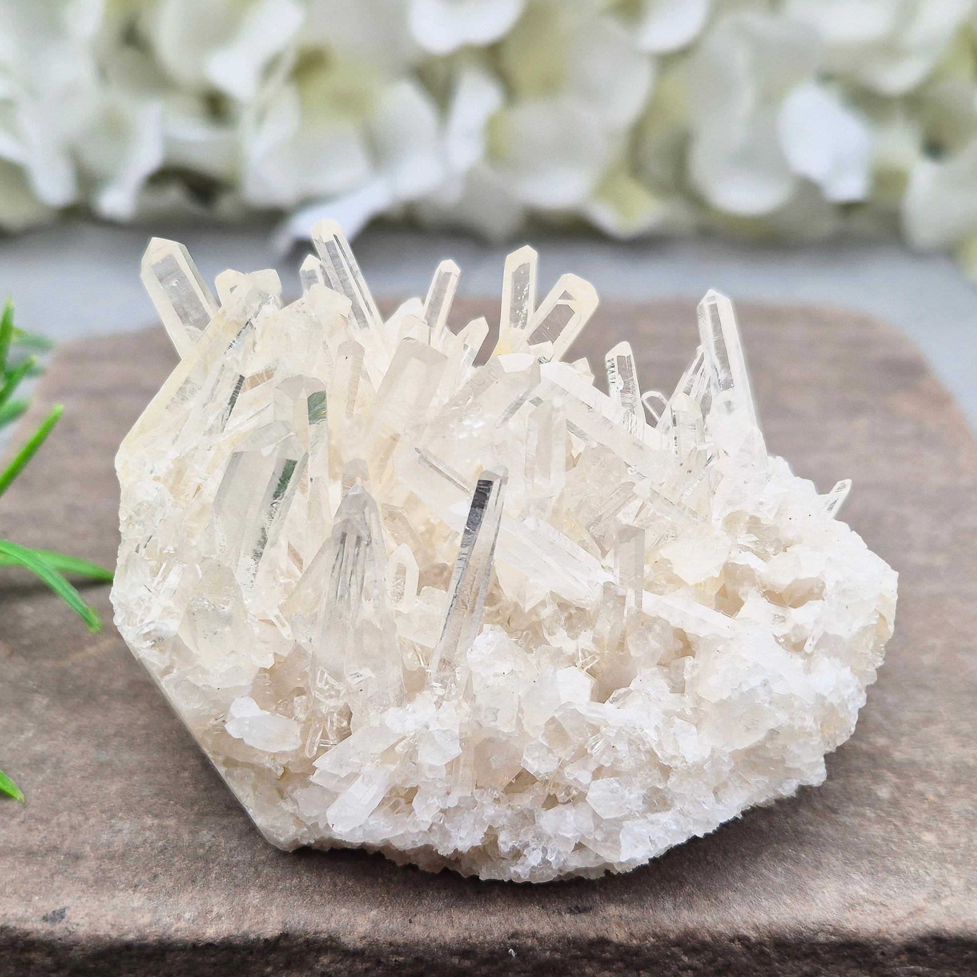 AA Himalayan Quartz Cluster from India. High-altitude, hand-mined crystal for grounding, focus, energy balance and amplifying other stones.