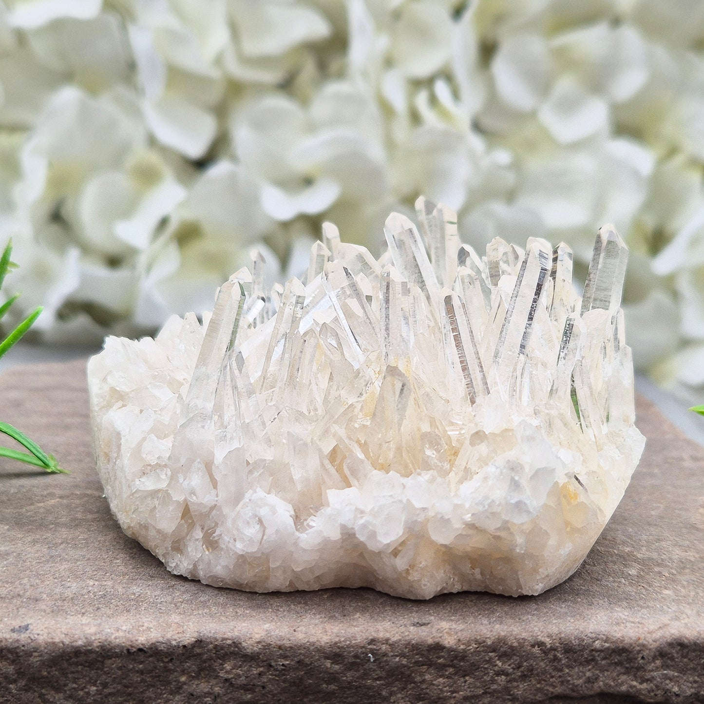 AA Himalayan Quartz Cluster from India. High-altitude, hand-mined crystal for grounding, focus, energy balance and amplifying other stones.