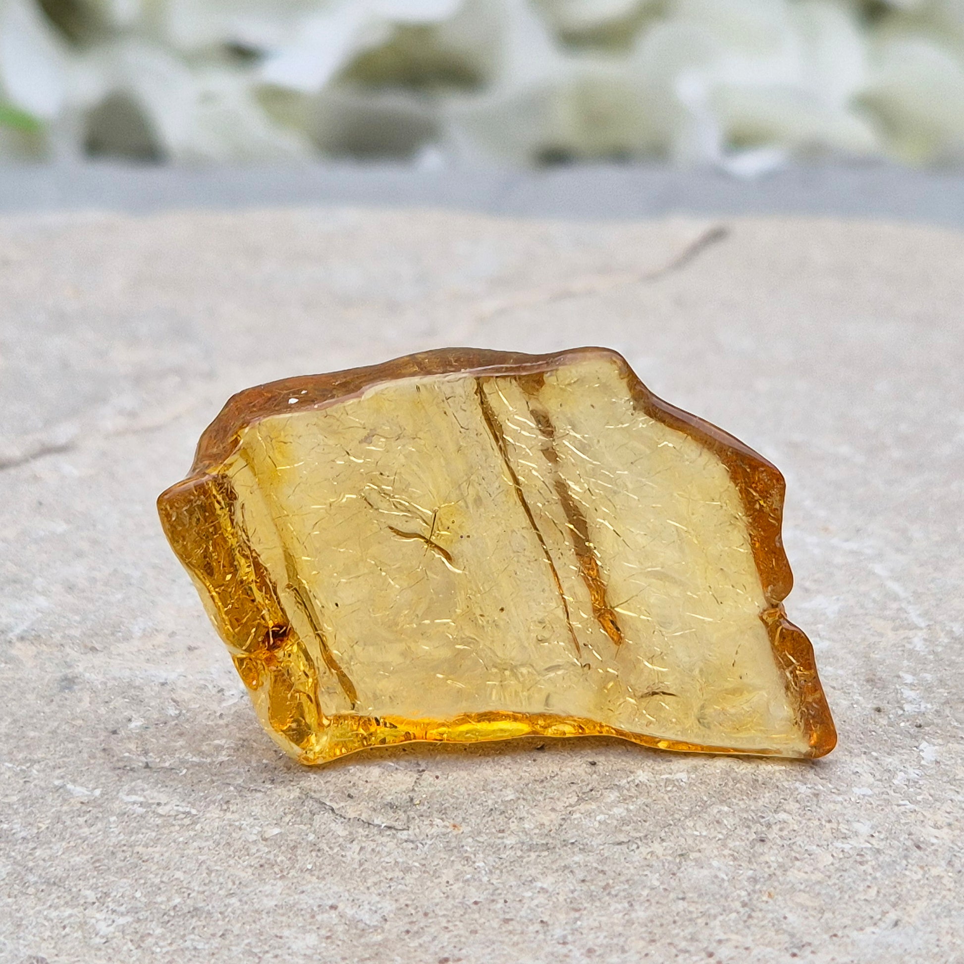 Natural Copal Amber from Colombia with warm golden tones. A lightweight, ancient tree resin ideal for calming spaces and adding gentle, uplifting energy.