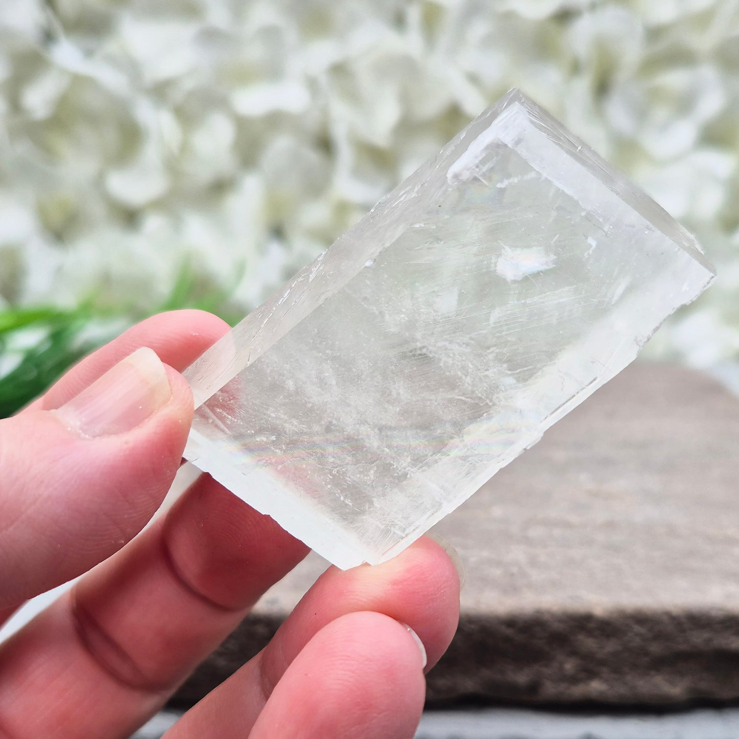 Natural Optical Calcite from Mexico natural rhomboid shape and off white colour. Often chosen for clarity, balance, and focused energy.