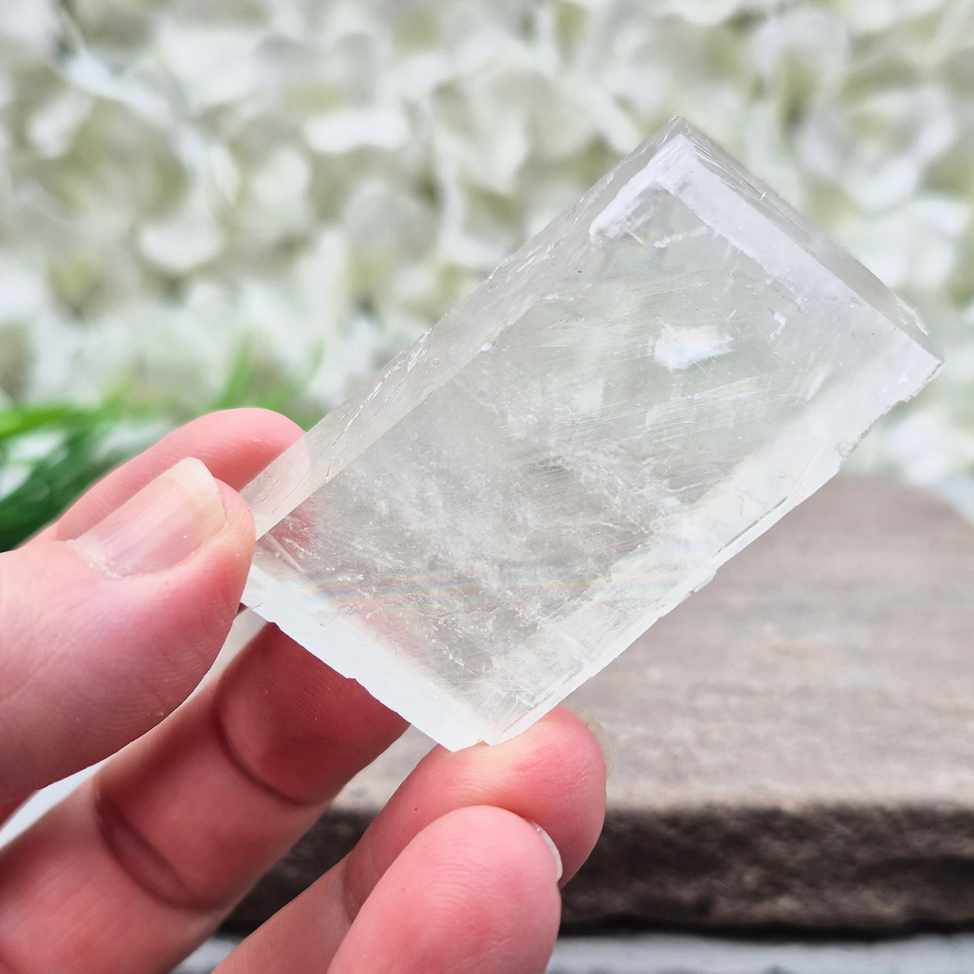 Natural Optical Calcite from Mexico natural rhomboid shape and off white colour. Often chosen for clarity, balance, and focused energy.