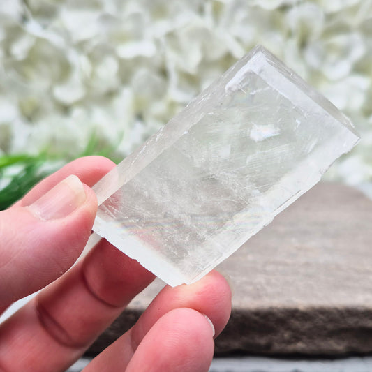 Natural Optical Calcite from Mexico natural rhomboid shape and off white colour. Often chosen for clarity, balance, and focused energy.