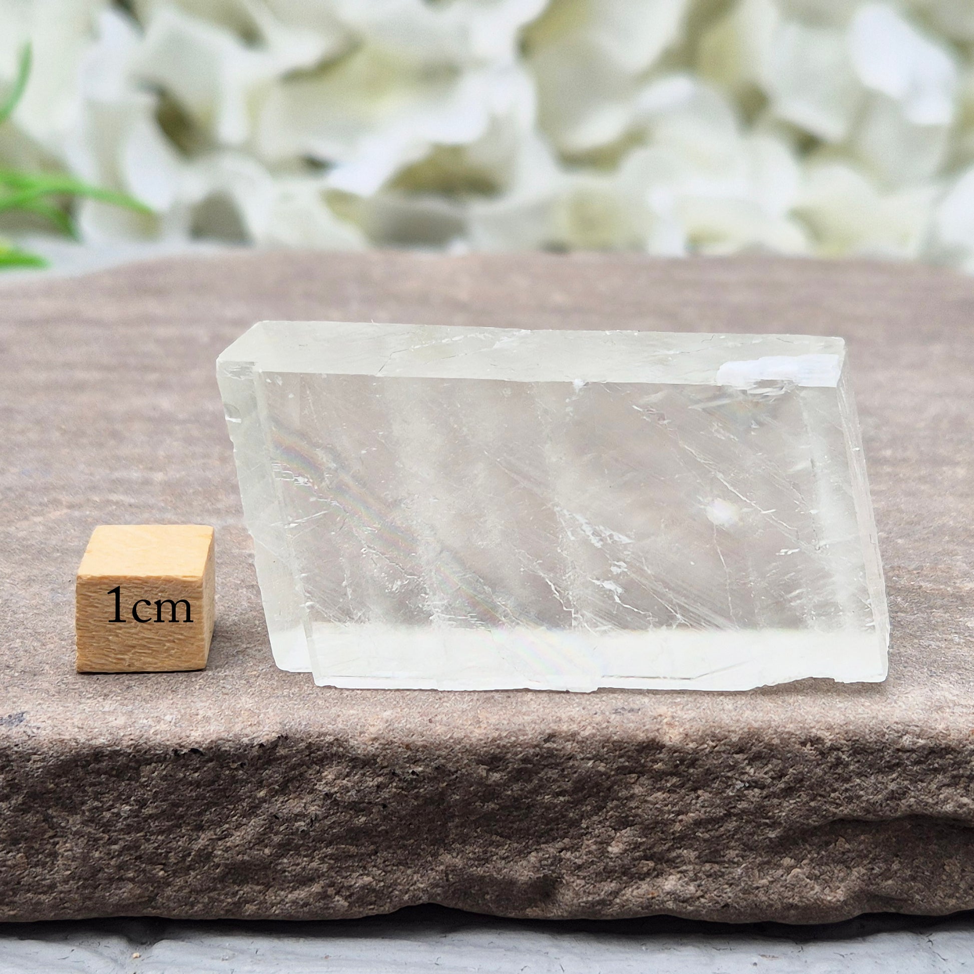 Natural Optical Calcite from Mexico natural rhomboid shape and off white colour. Often chosen for clarity, balance, and focused energy.