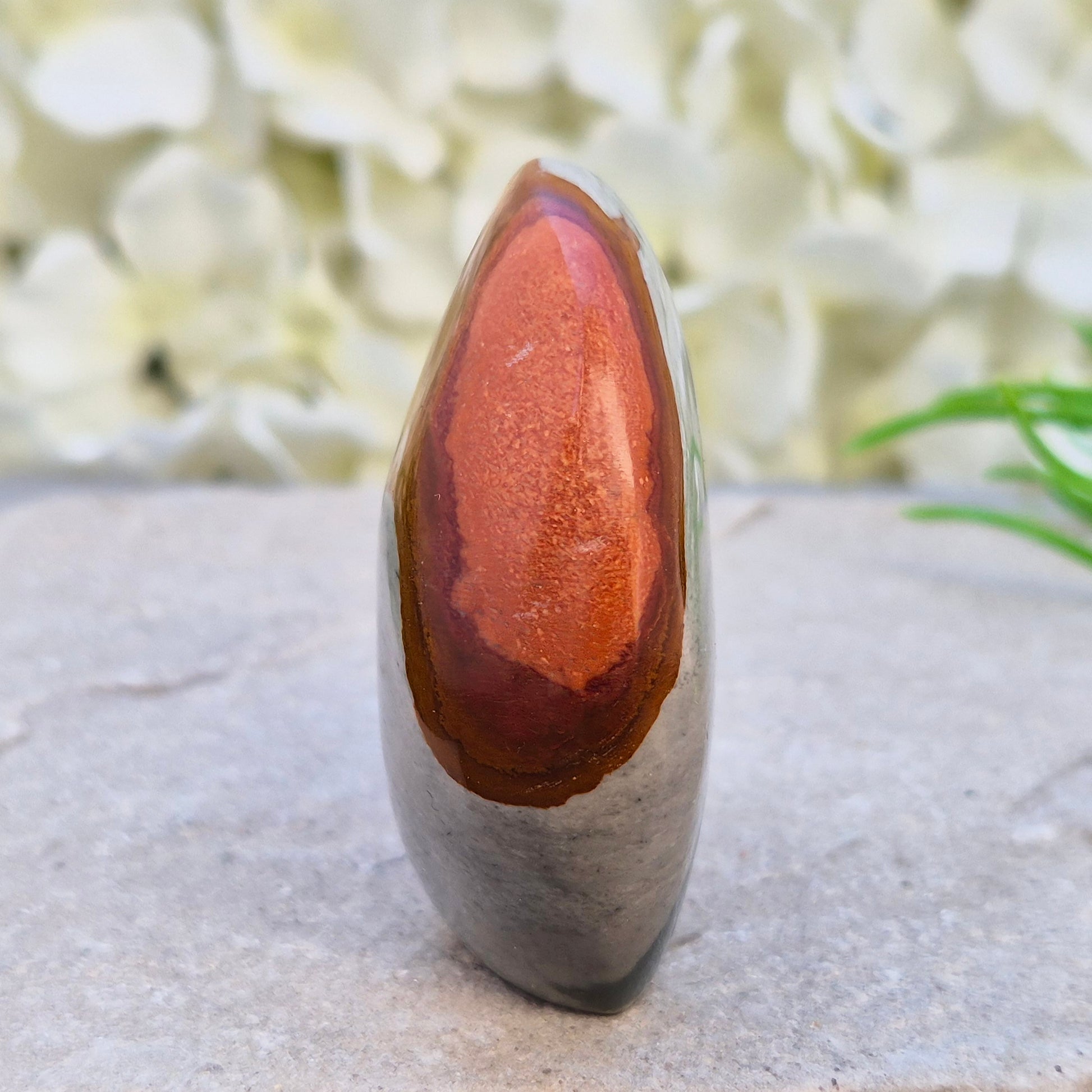 Polychrome Jasper polished freeform from Madagascar with warm earthy colours. A grounding crystal for stability, presence, and steady energy.