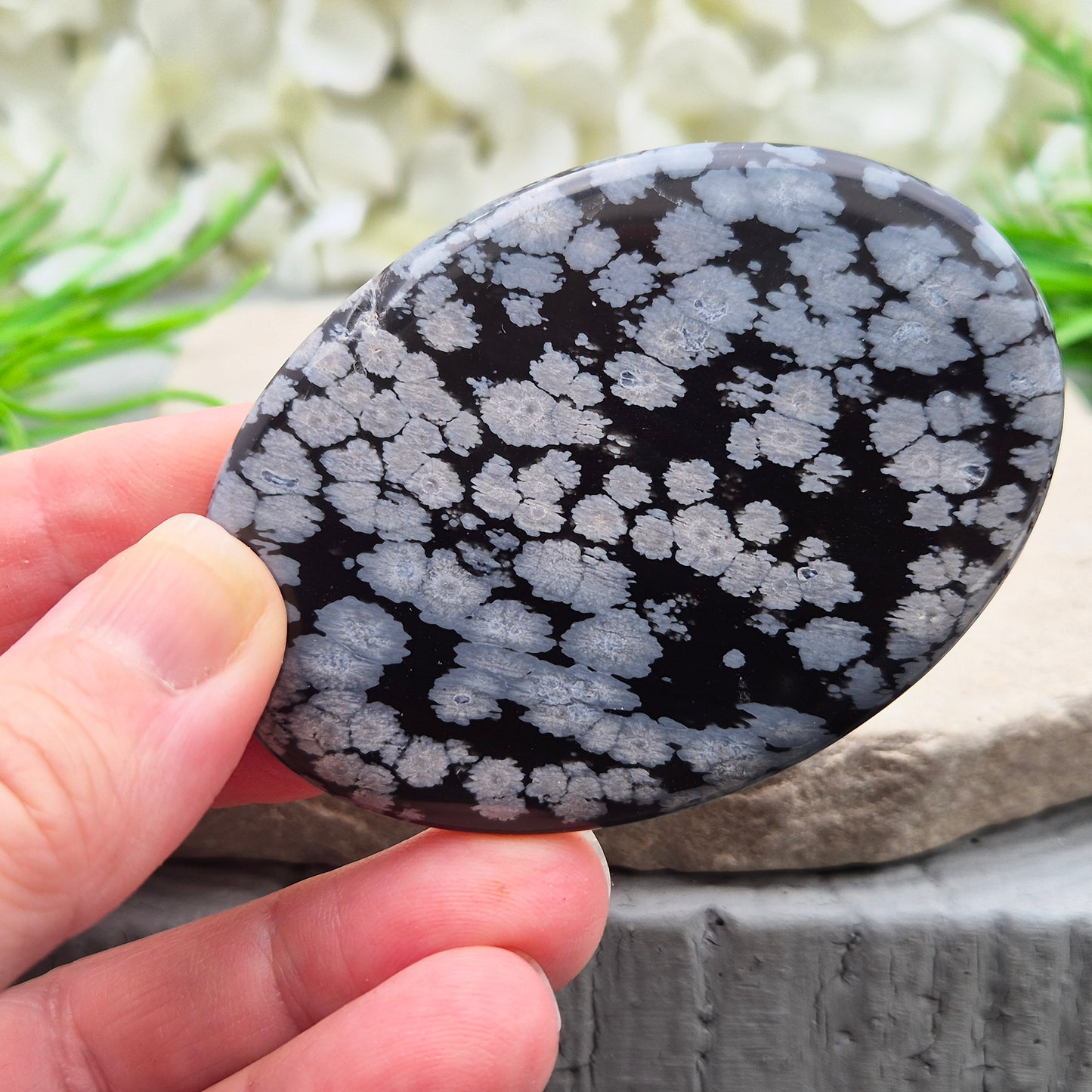 Snowflake Obsidian Crystal Palm Stone