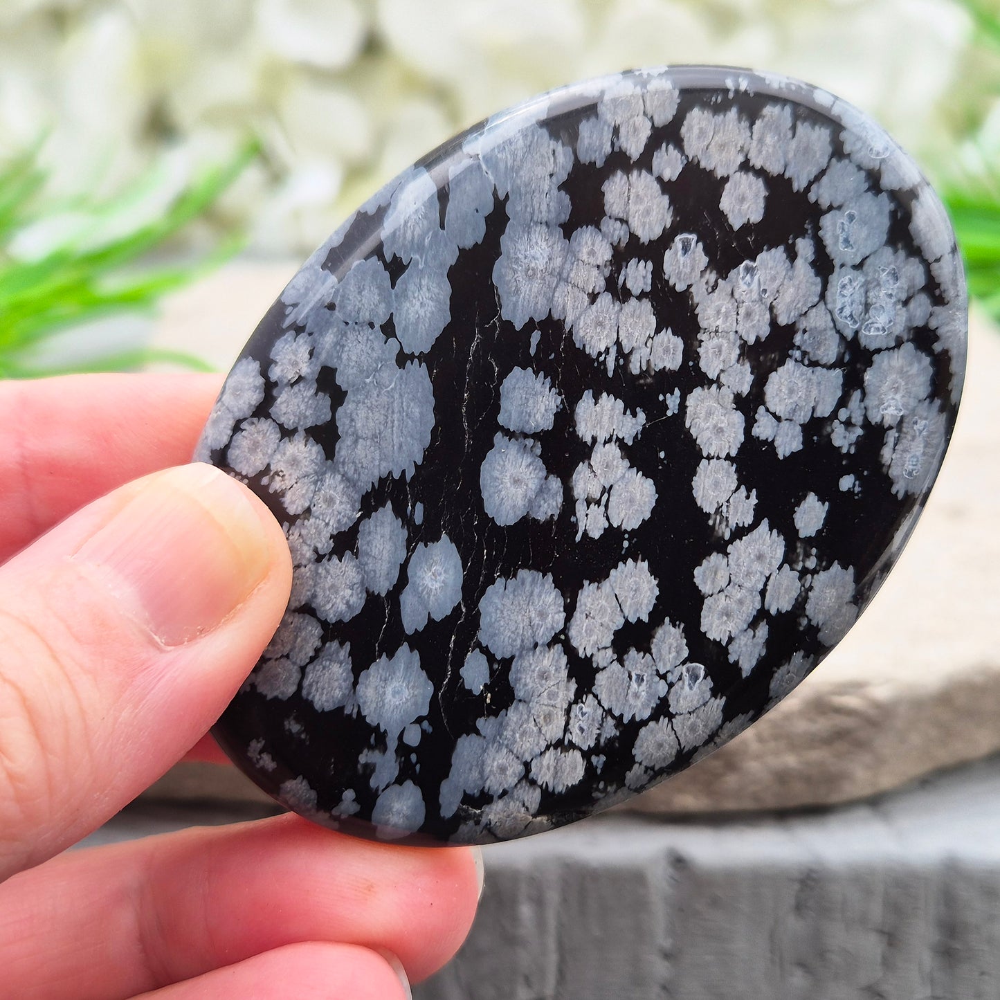 Snowflake Obsidian Crystal Palm Stone
