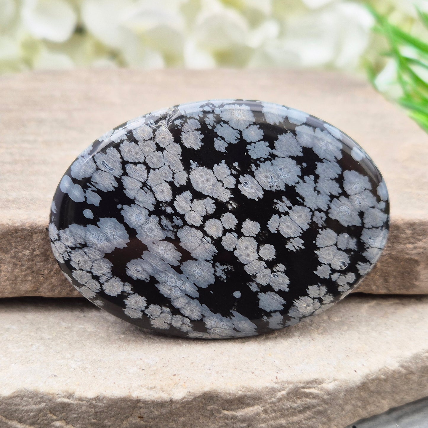 Snowflake Obsidian Crystal Palm Stone