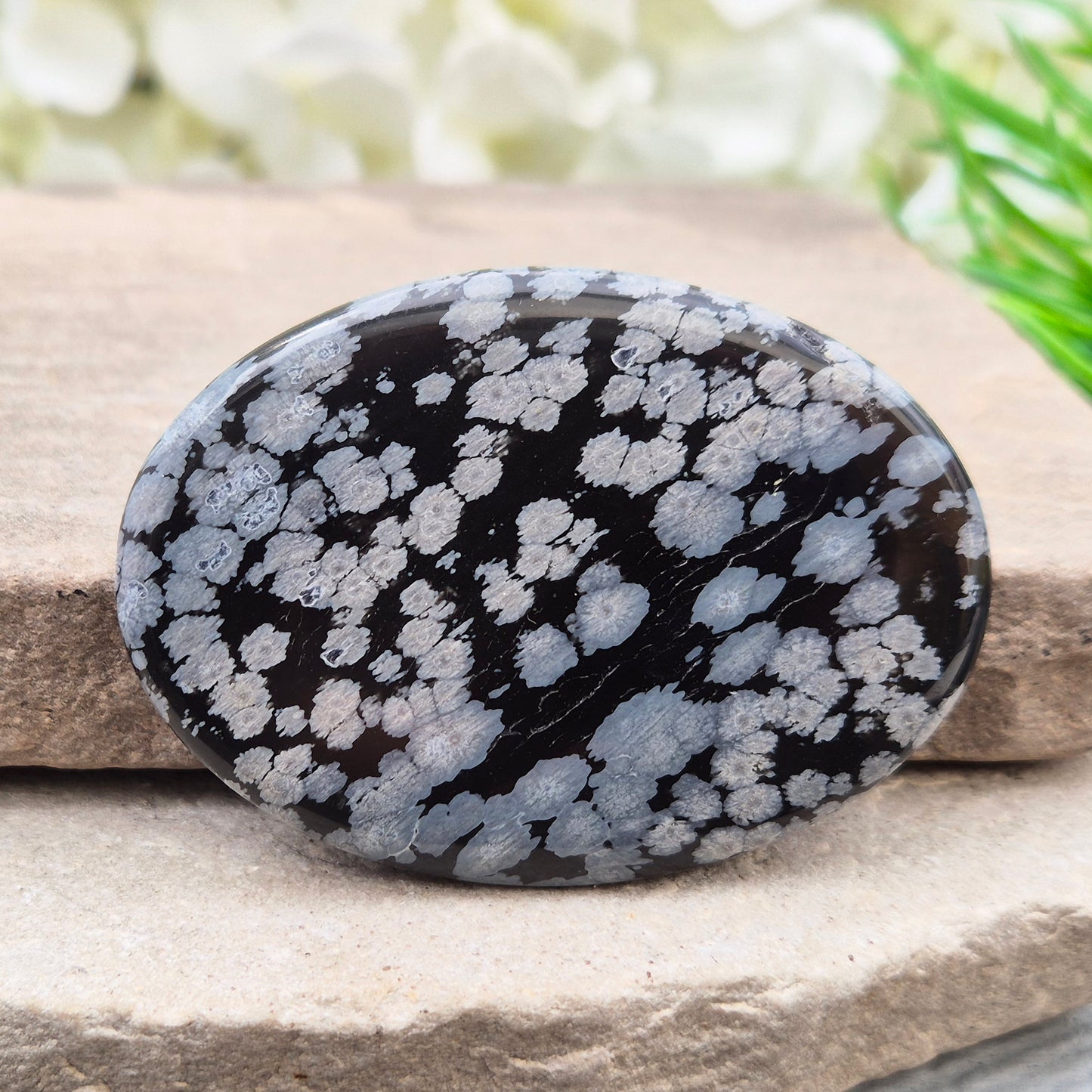 Snowflake Obsidian Crystal Palm Stone