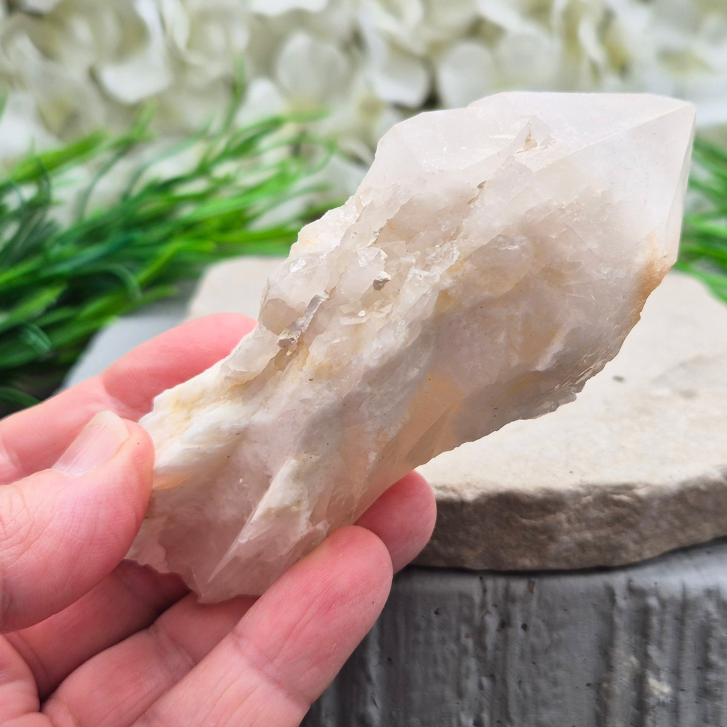 Candle Quartz crystal from Madagascar, a natural pineapple quartz point with layered formations, used for spiritual growth and meditation support.