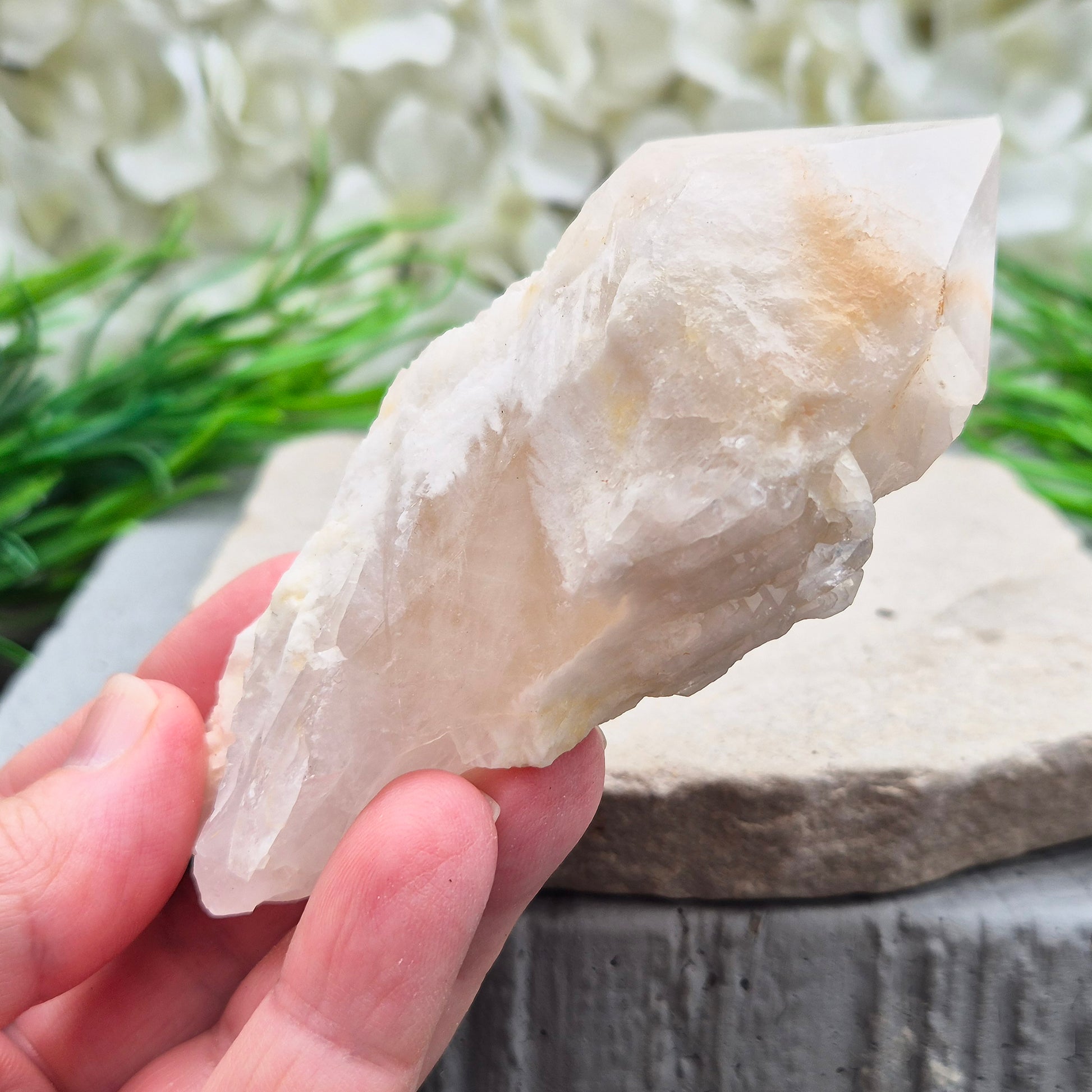 Candle Quartz crystal from Madagascar, a natural pineapple quartz point with layered formations, used for spiritual growth and meditation support.