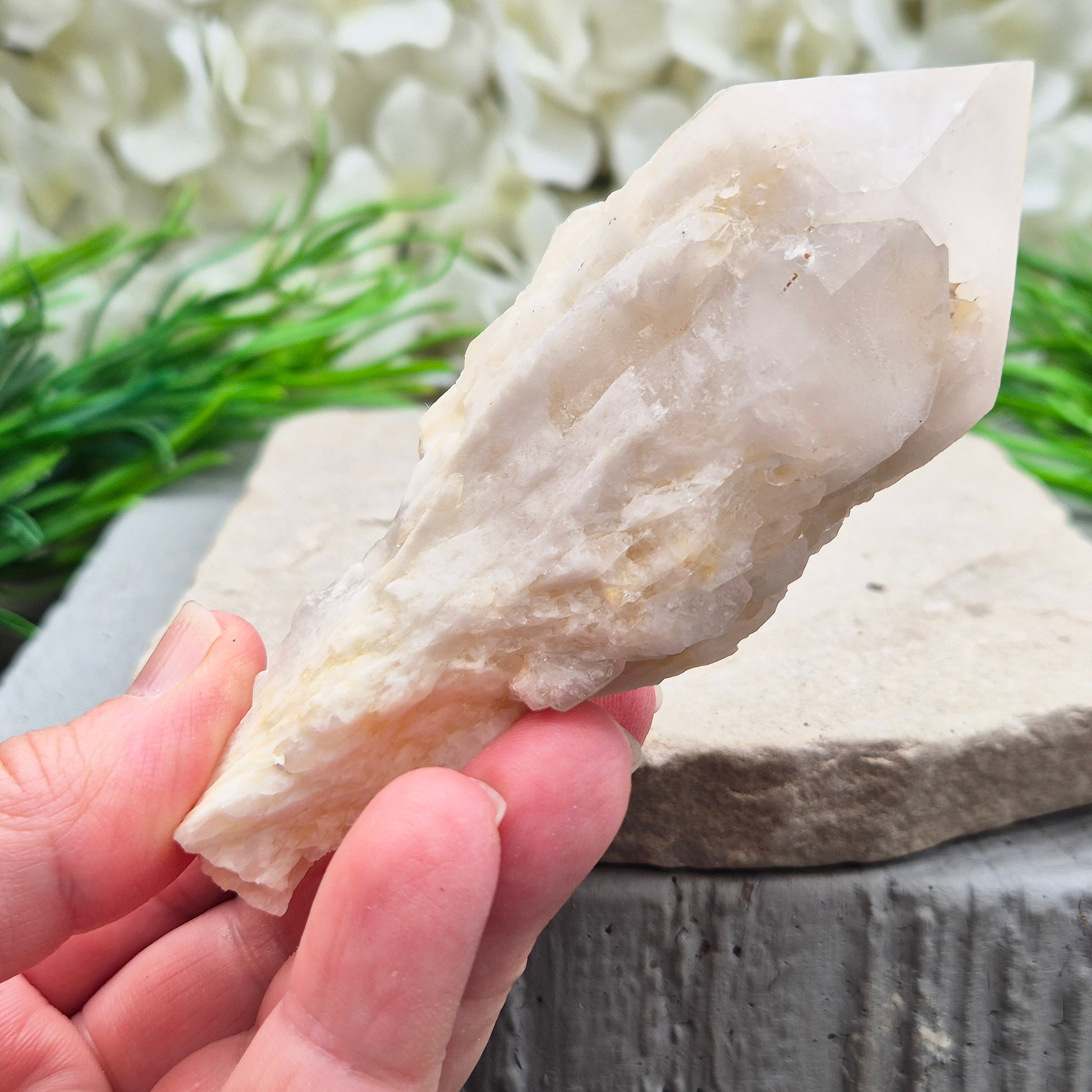 Candle Quartz crystal from Madagascar, a natural pineapple quartz point with layered formations, used for spiritual growth and meditation support.