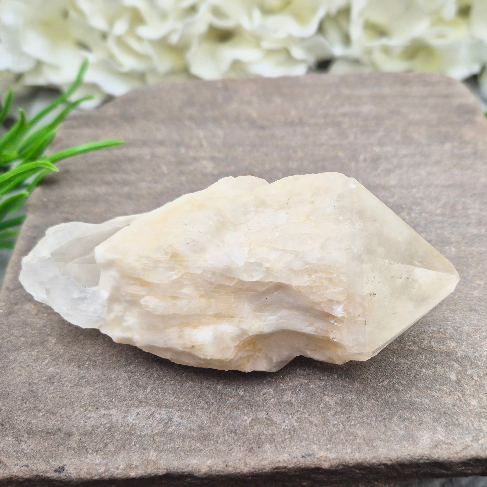 Candle Quartz natural crystal point (Pineapple Quartz) from Madagascar, featuring layered growth patterns and valued for meditation, balance, and spiritual focus.