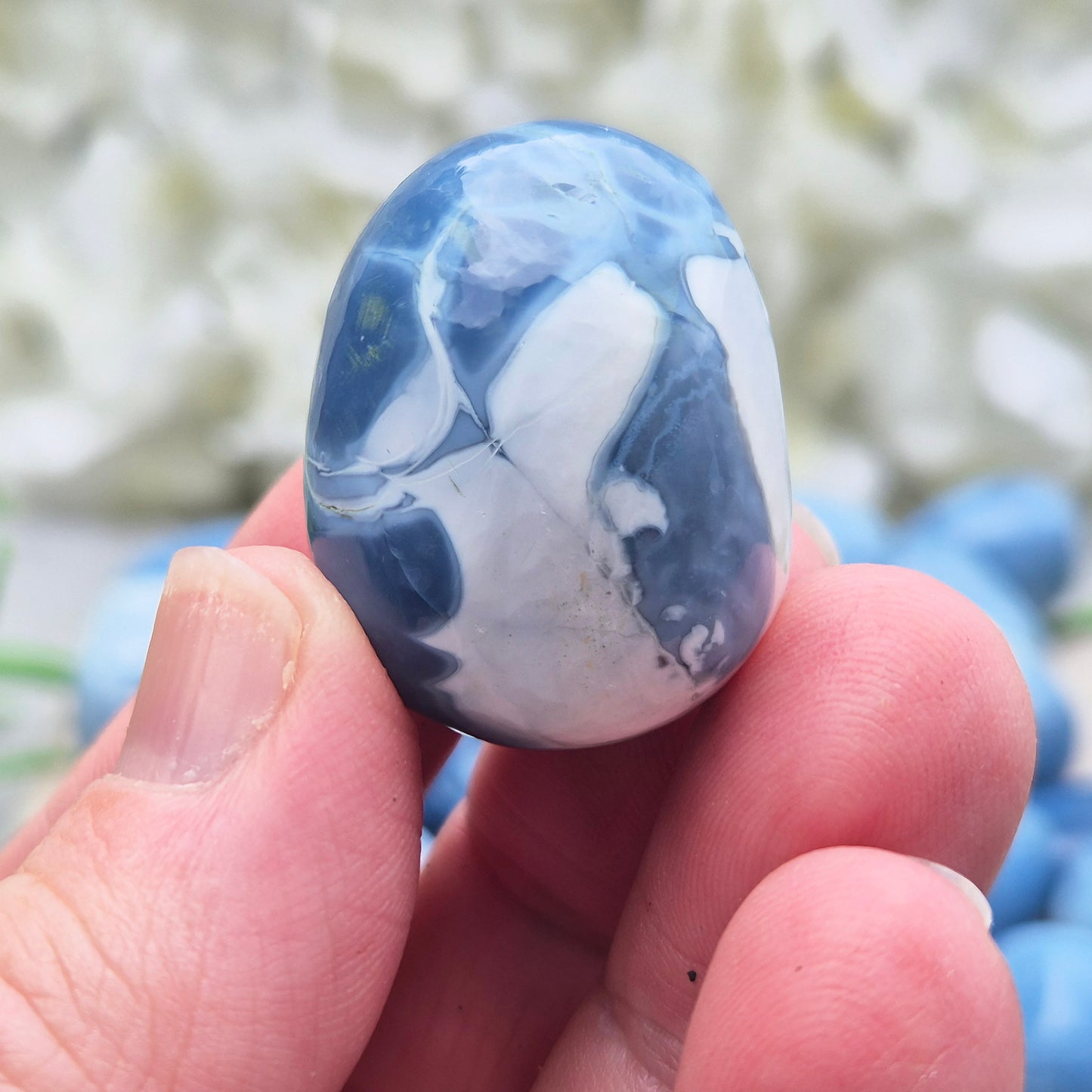 Rare Owyhee Opal (Blue/ Oregon Opal) from USA with calming blue energy. Supports communication, intuition, confidence, and spiritual connection.