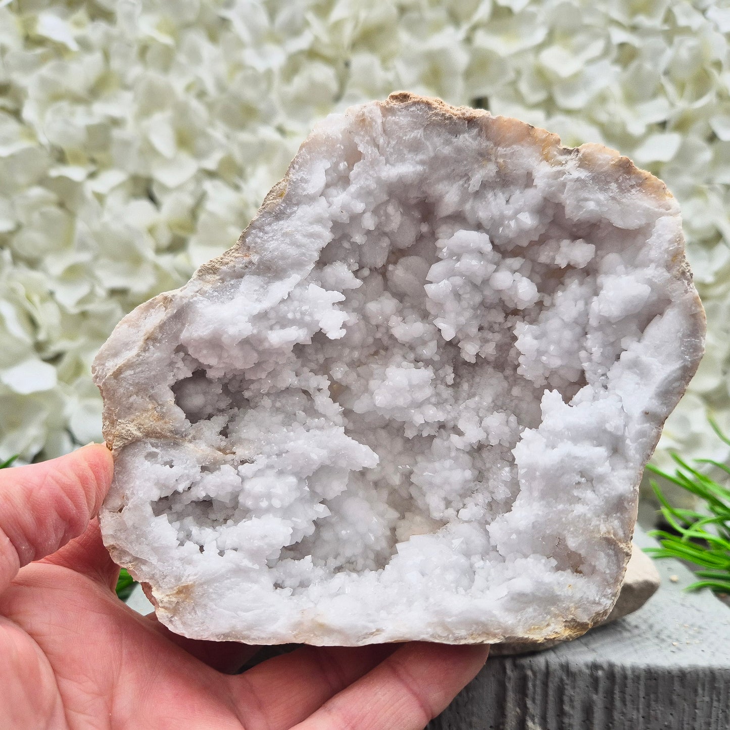 Shop self-standing Quartz geode pairs with sparkling natural crystal interiors. Beautiful for display, energy work, gifting, and home décor.