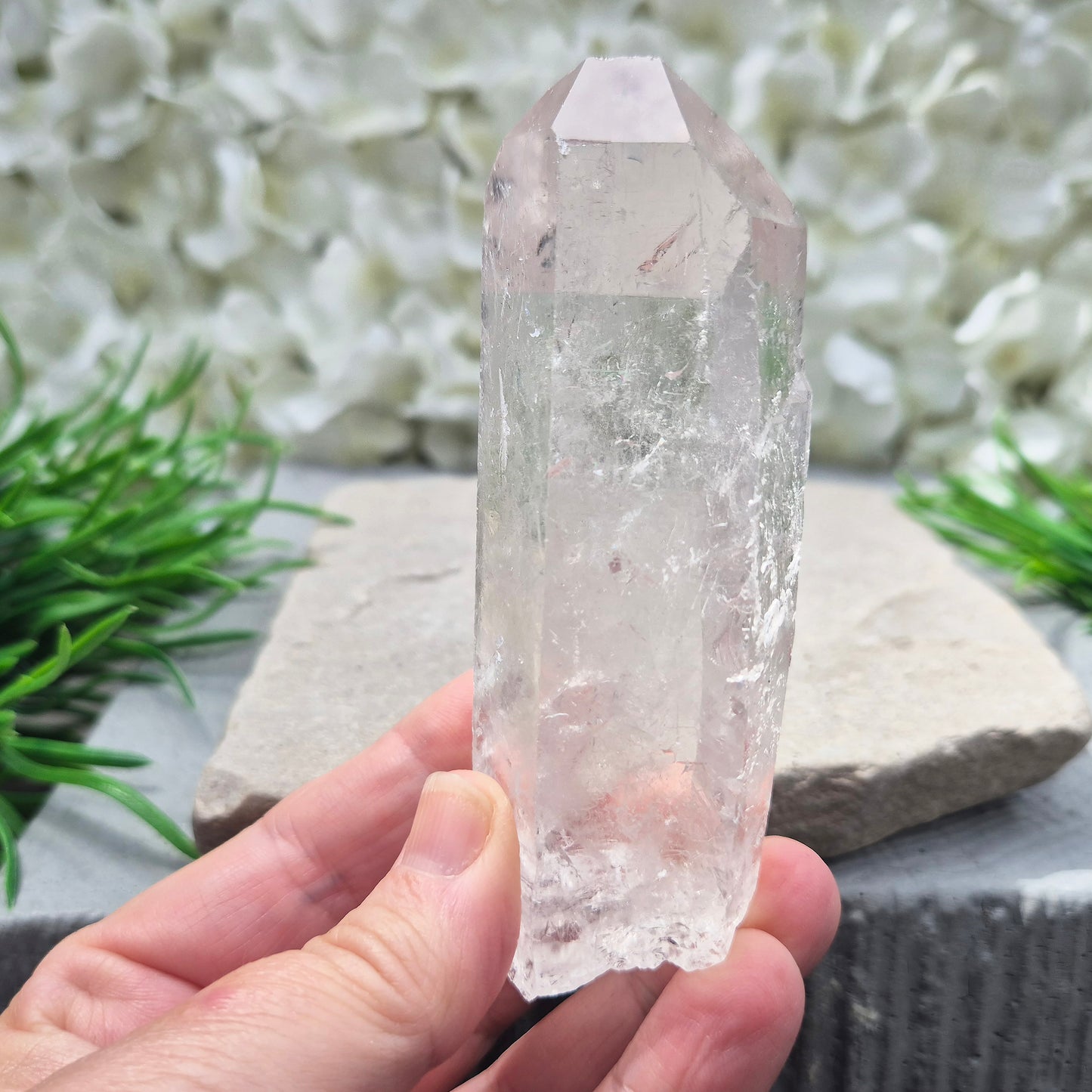 Natural Quartz Crystal Point from Brazil. Clear, natural quartz for focus, balance and energy work. Ideal for meditation, grids and crystal collections.