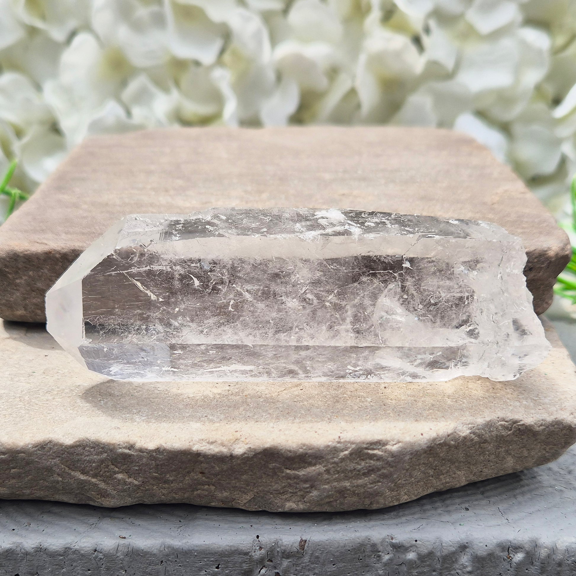 Natural Quartz Crystal Point from Brazil. Clear, natural quartz for focus, balance and energy work. Ideal for meditation, grids and crystal collections.