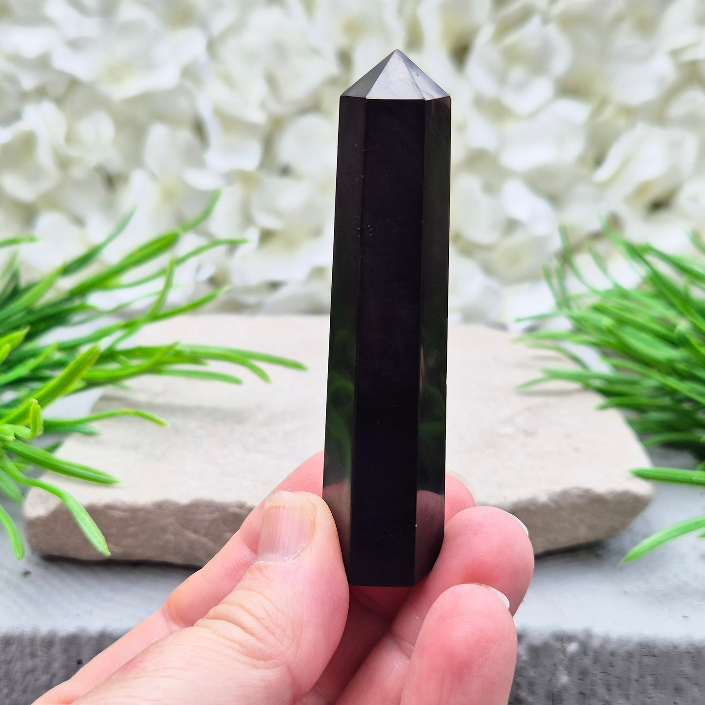Shungite Point or Crystal Tower with a 6 Sided Generator Point