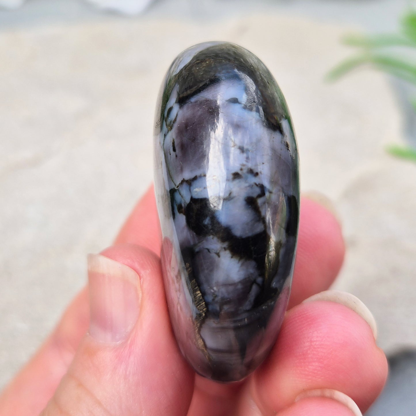 Indigo Gabbro (Mystic Merlinite) Crystal Palm Stone