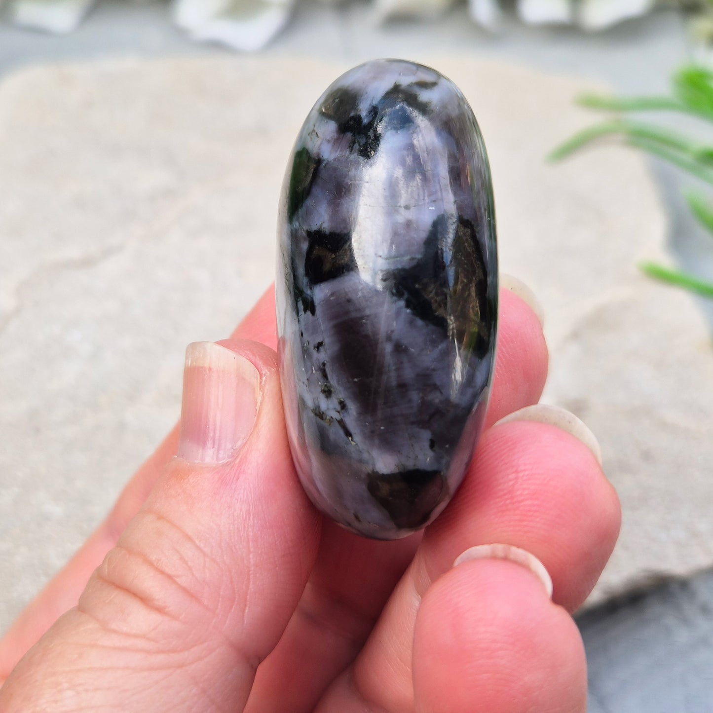 Indigo Gabbro (Mystic Merlinite) Crystal Palm Stone