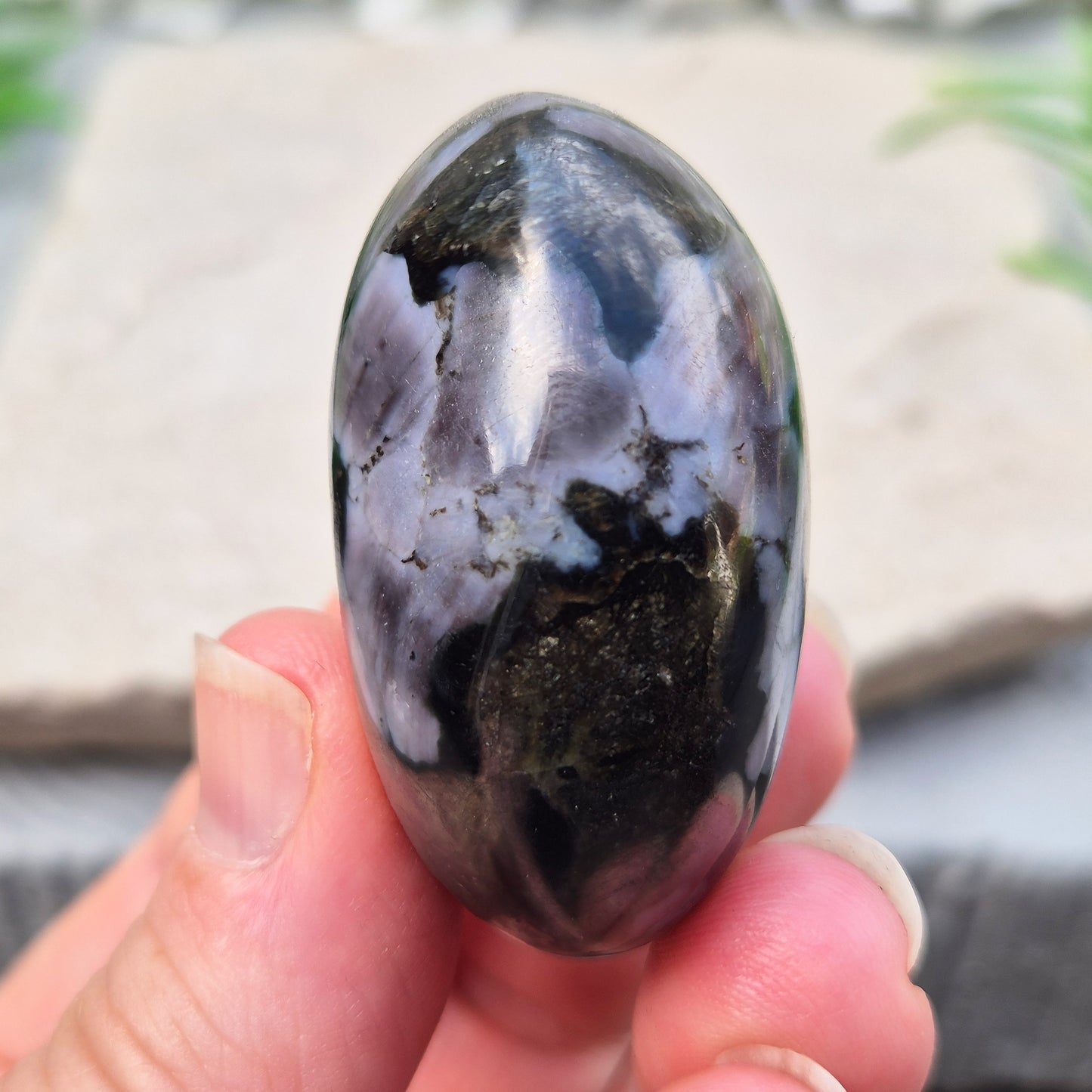 Indigo Gabbro (Mystic Merlinite) Crystal Palm Stone