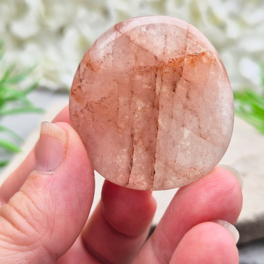 Natural Crimson Healer Palm Stone (Hematoid Quartz). Traditionally used for grounding, focus and self-belief. 