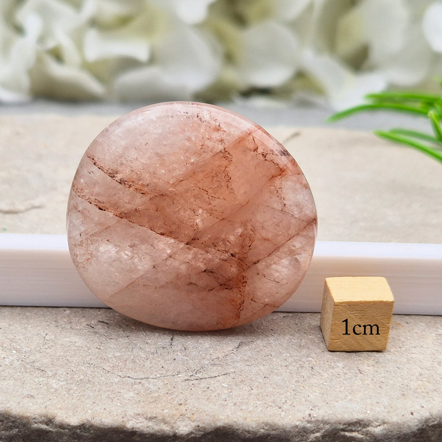Natural Crimson Healer Palm Stone (Hematoid Quartz). Traditionally used for grounding, focus and self-belief. 