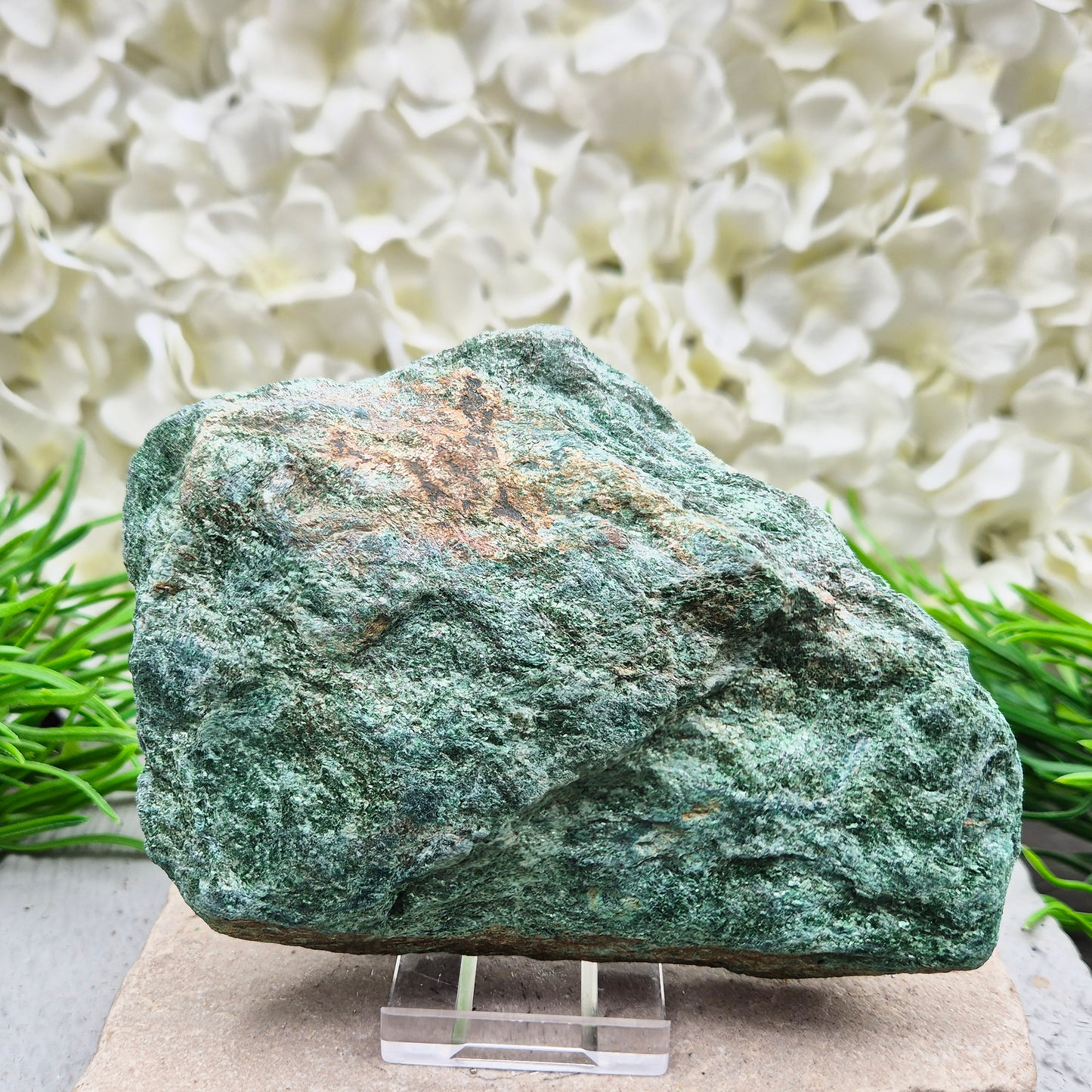 Natural Fuchsite crystal with a soft green shimmer. A calming stone often used to support emotional balance, heart energy and gentle renewal.