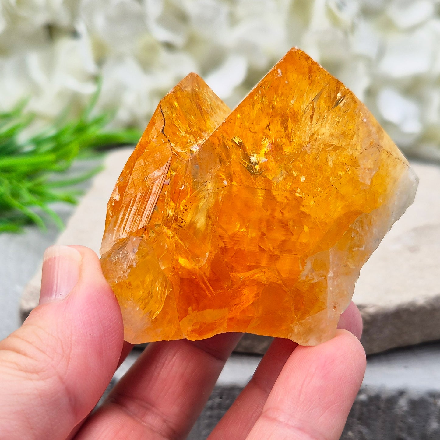 Citrine attracts abundance, joy, and success while boosting positivity, confidence, and creativity. It balances chakras, protects your aura, and improves focus.