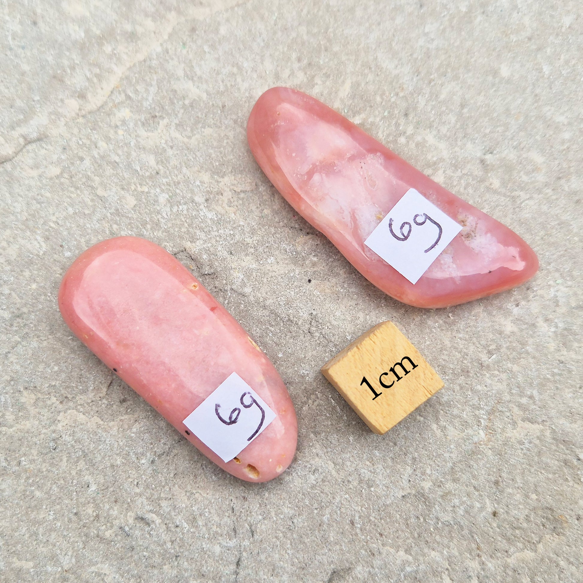 Pink Opal polished freeform in soft pink to salmon tones. Linked to the heart chakra, known as a gentle, supportive stone during difficult or emotional times.