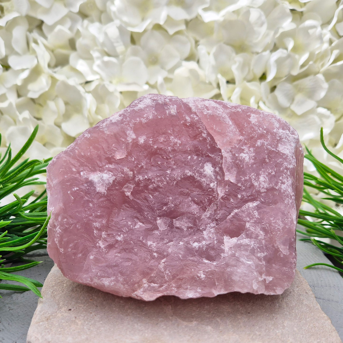 Natural Rose Quartz crystal from Namibia. Gentle stone of love that brings calm, emotional support, balance, and unconditional self-love.