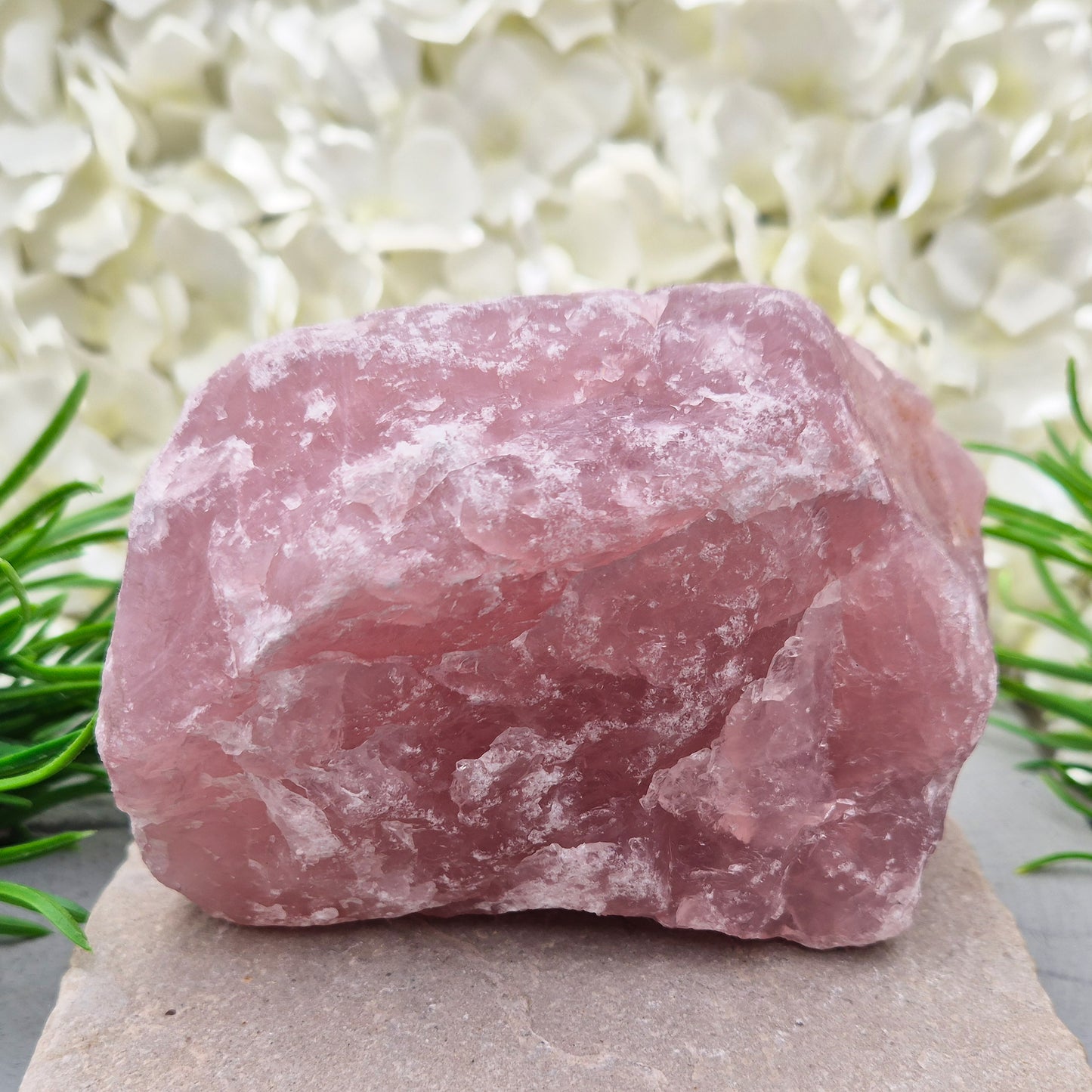 Natural Rose Quartz crystal from Namibia. Gentle stone of love that brings calm, emotional support, balance, and unconditional self-love.