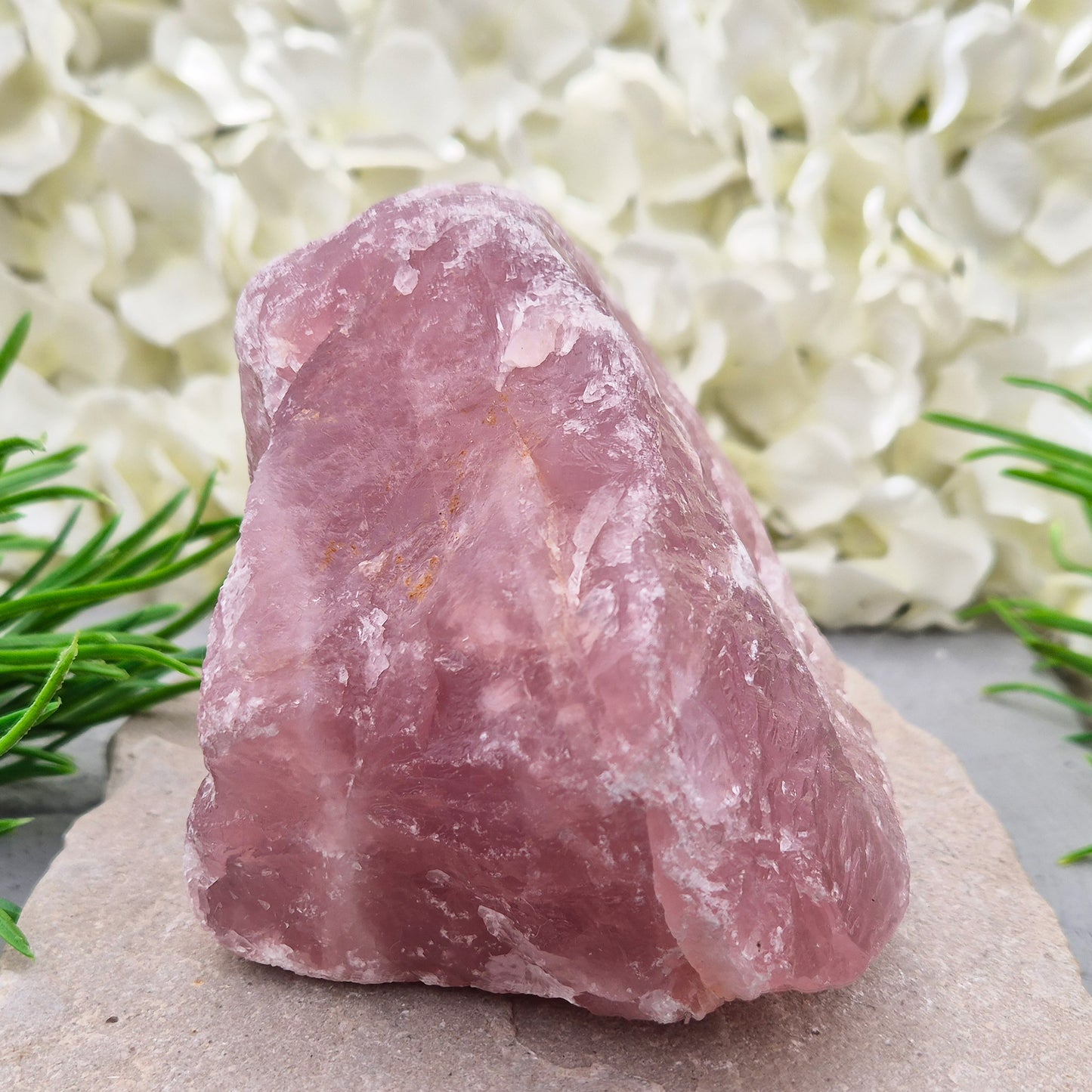 Natural Rose Quartz crystal from Namibia. Gentle stone of love that brings calm, emotional support, balance, and unconditional self-love.