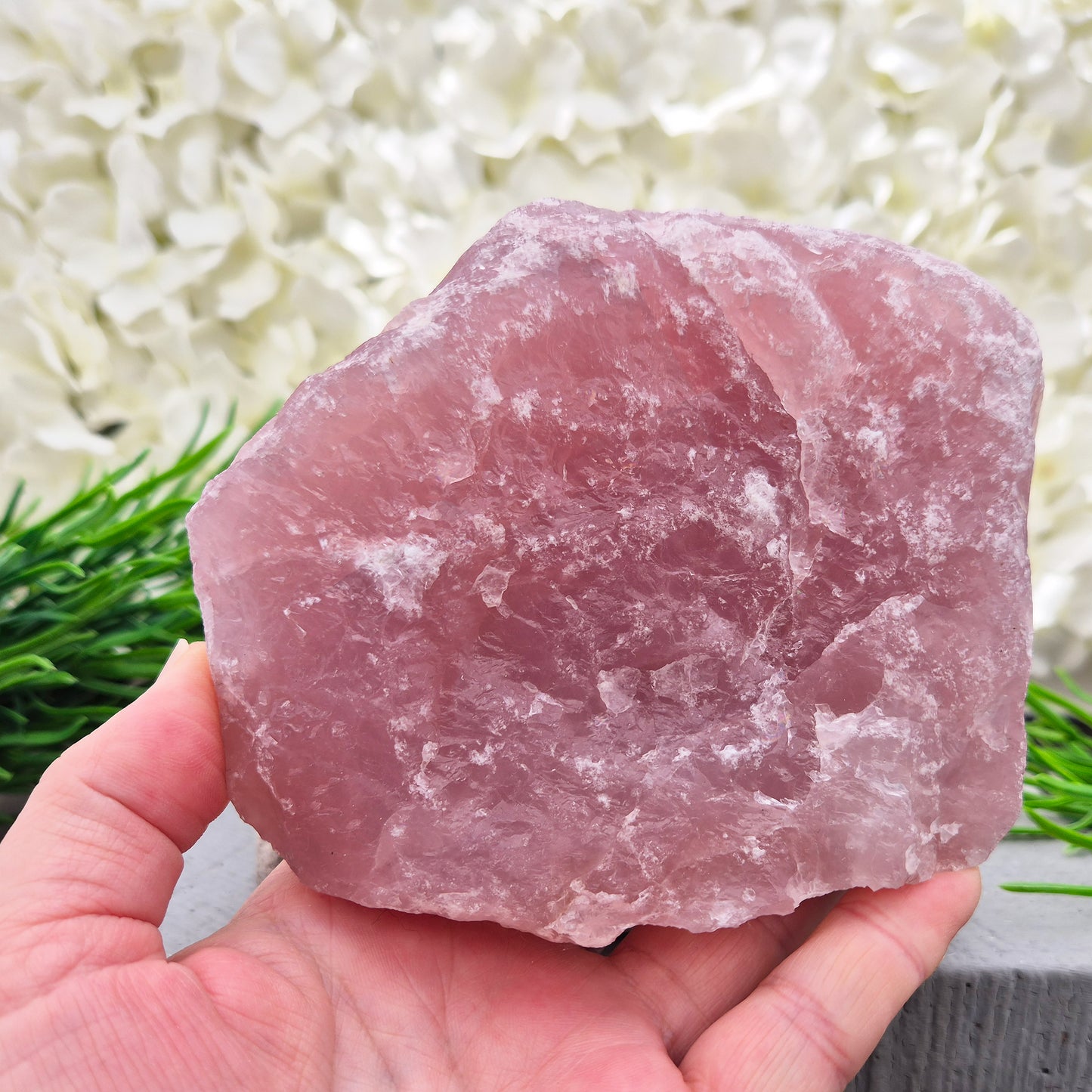 Natural Rose Quartz crystal from Namibia. Gentle stone of love that brings calm, emotional support, balance, and unconditional self-love.